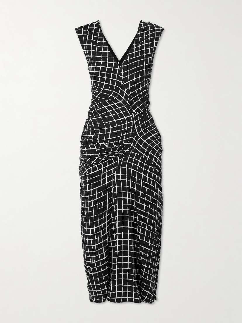 Dries Van Noten Checked Jersey Midi Dress