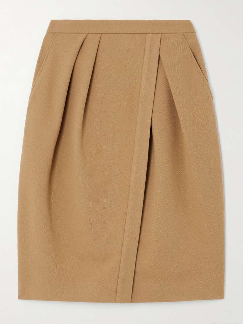 Dries Van Noten Wrap-effect Pleated Wool-blend Midi Skirt