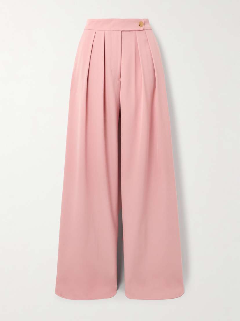 Dries Van Noten Pleated Grain De Poudre Wool Wide-leg Pants - FR 34