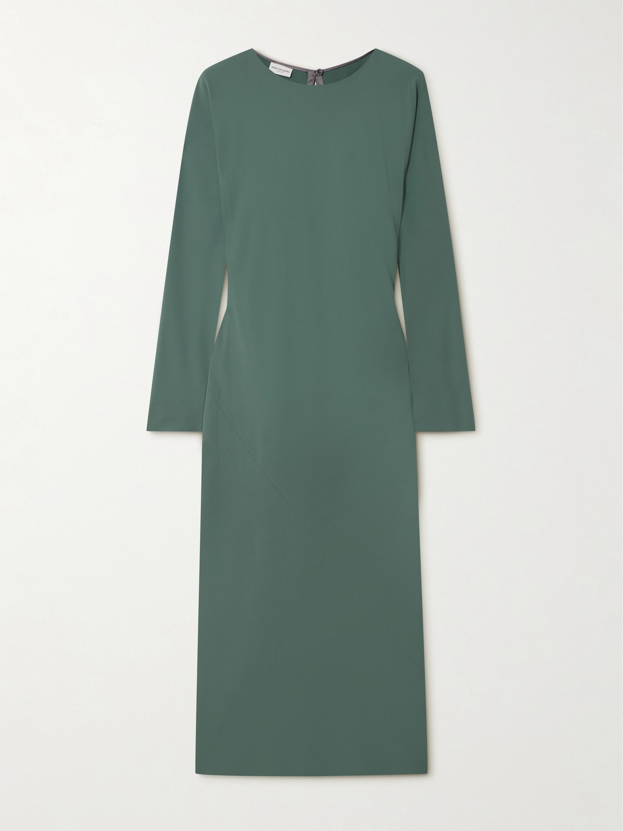 Dries Van Noten Paneled Crepe De Chine Midi Dress In Green