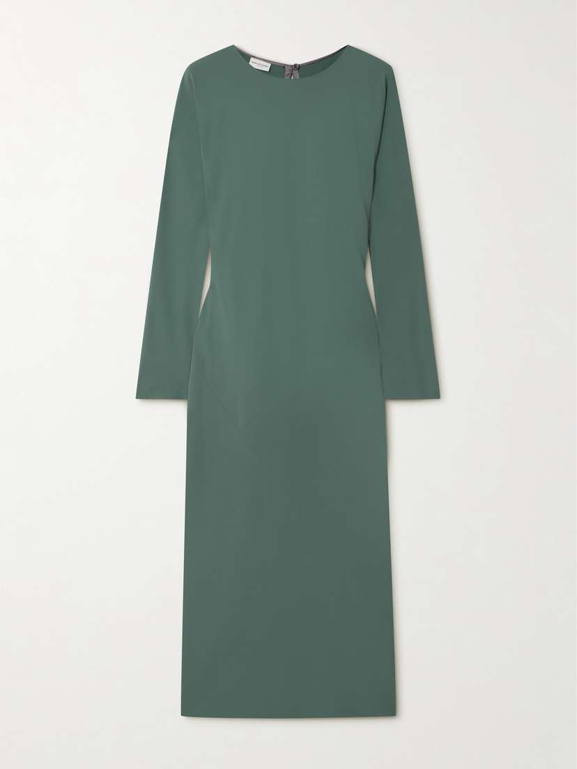 Dries Van Noten Paneled Crepe De Chine Midi Dress