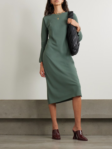 Dries Van Noten Paneled crepe de chine midi dress