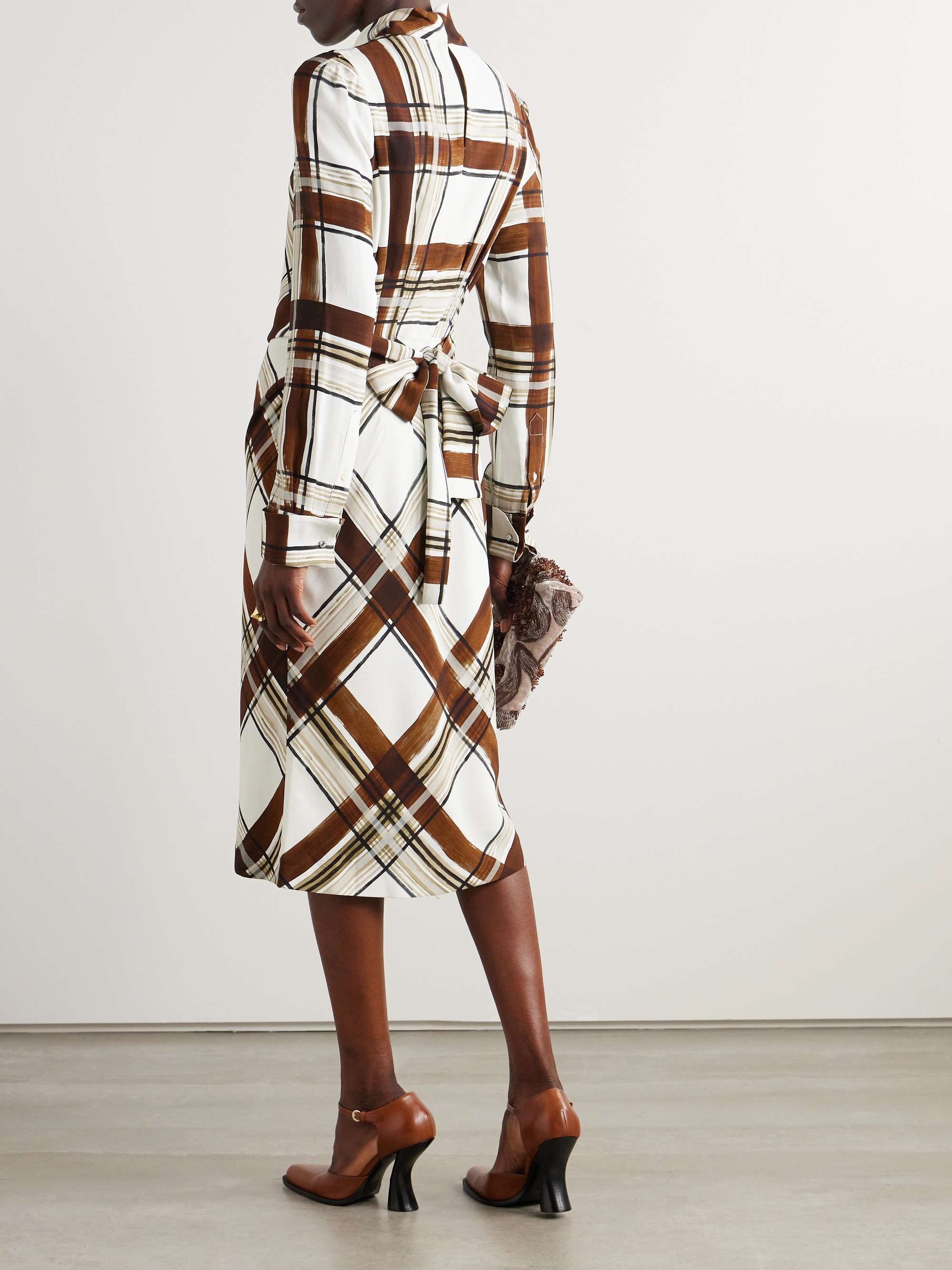 DRIES VAN NOTEN Plaid Patchwork Flower Wreath Silk Suspender