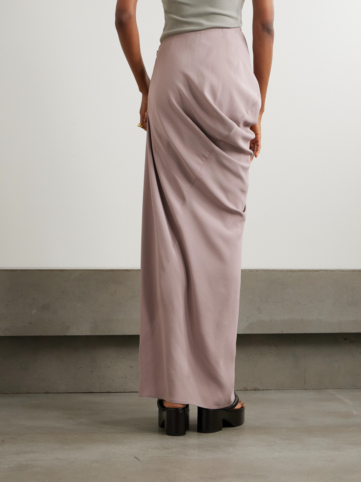 Dries Van Noten Paneled Crepe De Chine Maxi Skirt In Pink