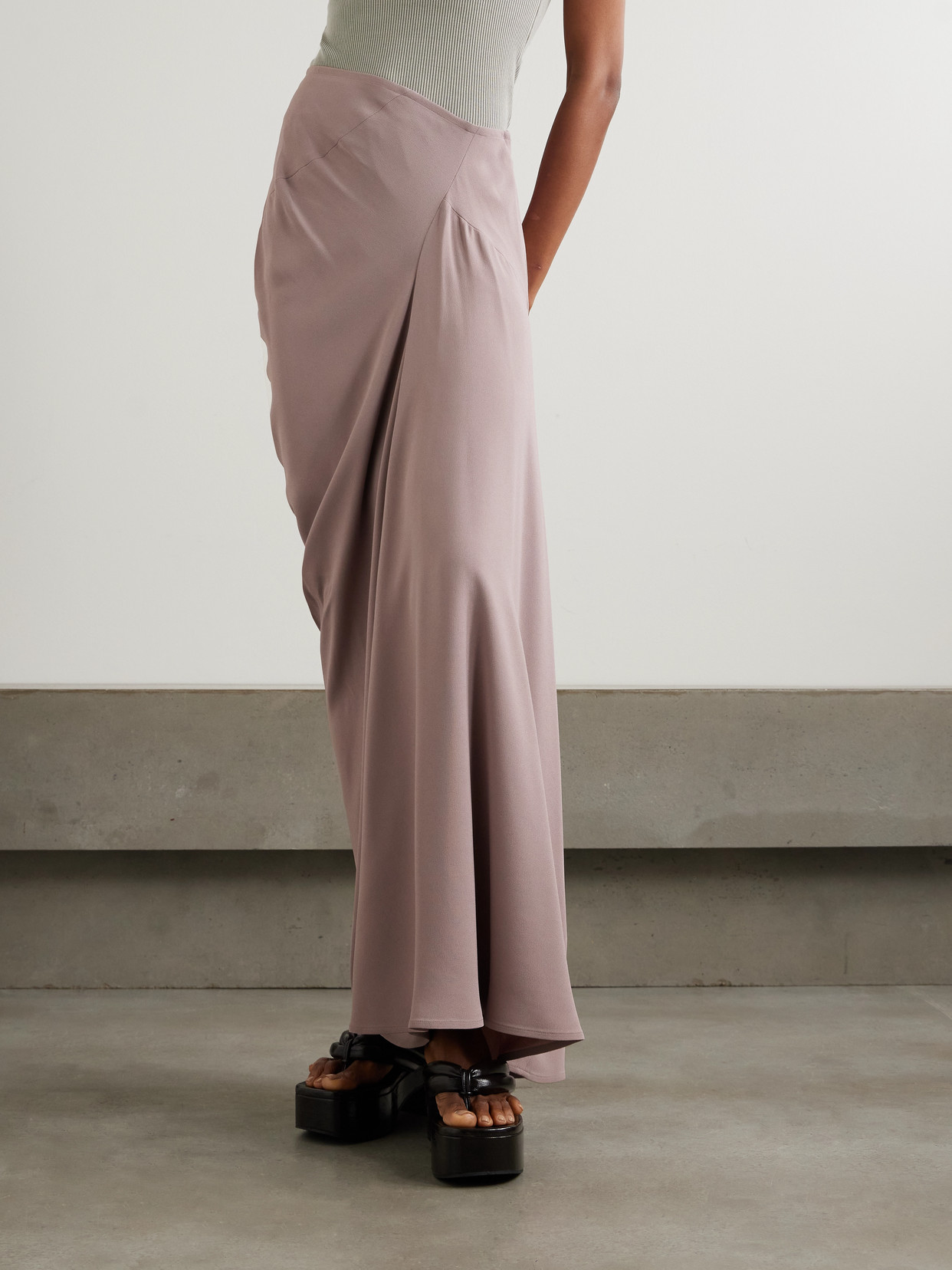 Dries Van Noten Paneled Crepe De Chine Maxi Skirt In Pink