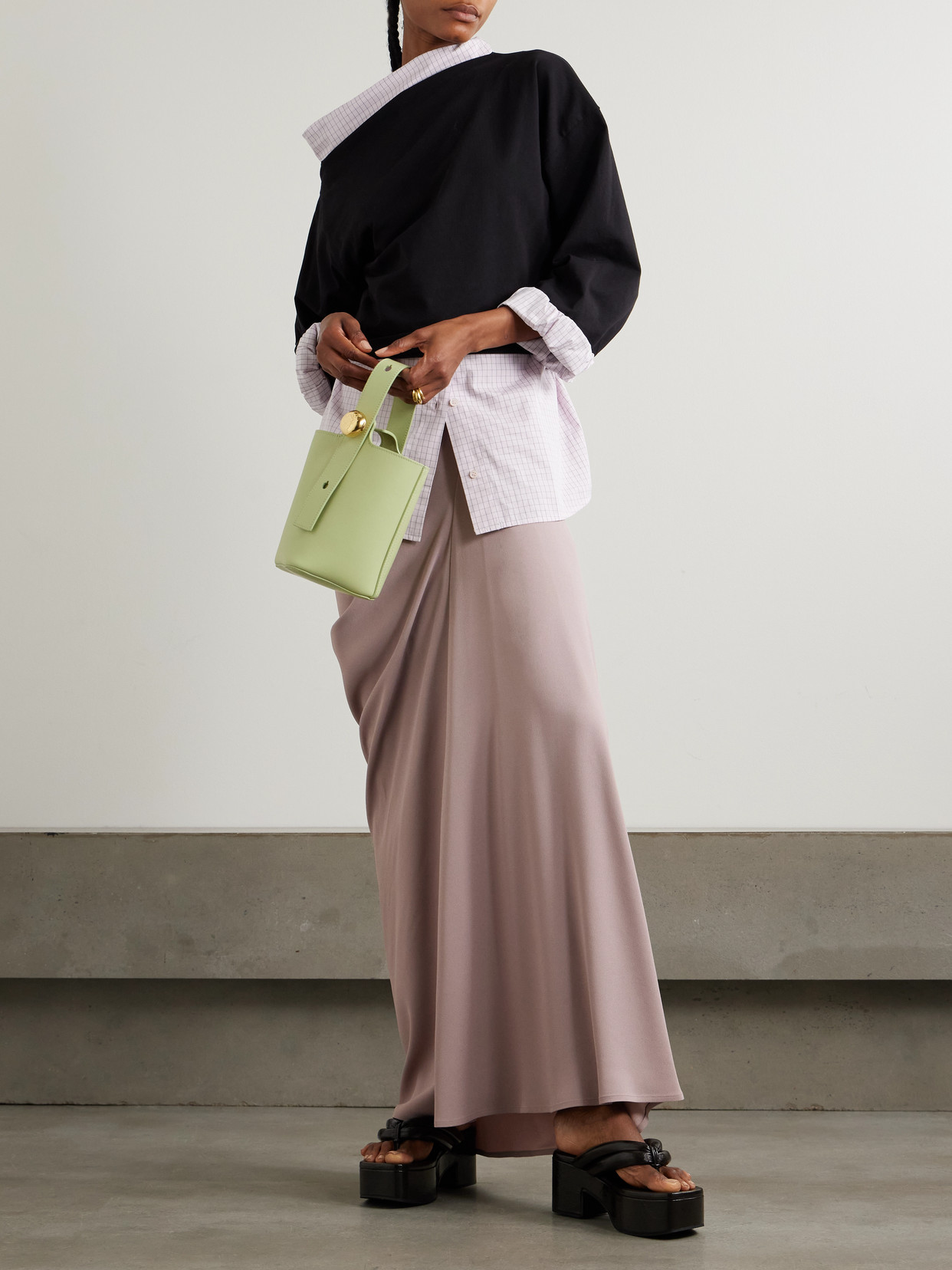 Dries Van Noten Paneled Crepe De Chine Maxi Skirt In Pink