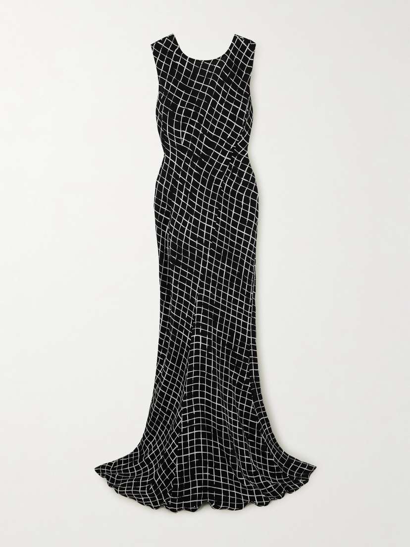 Dries Van Noten Checked Woven Maxi Dress