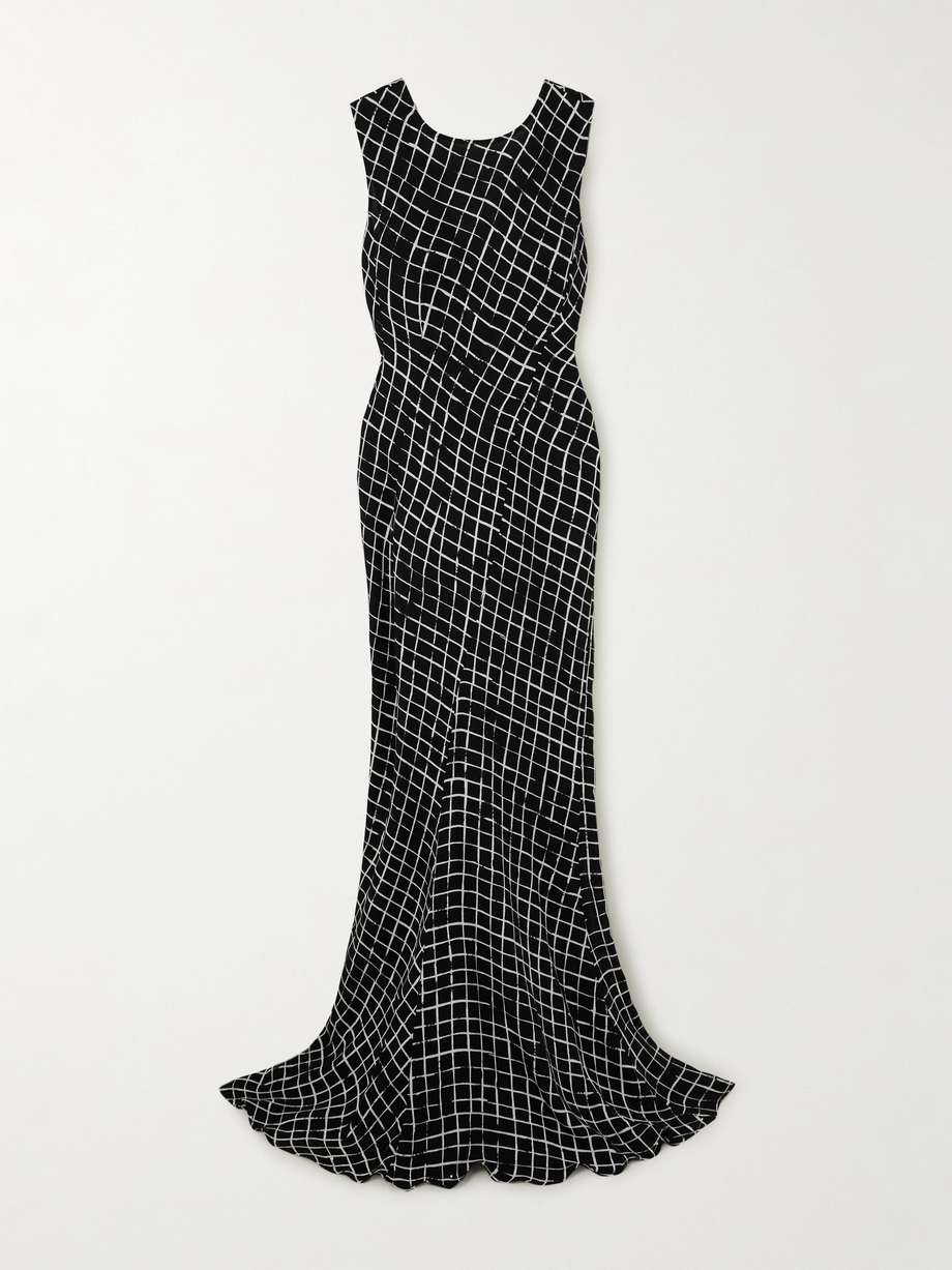 checked woven maxi dress
