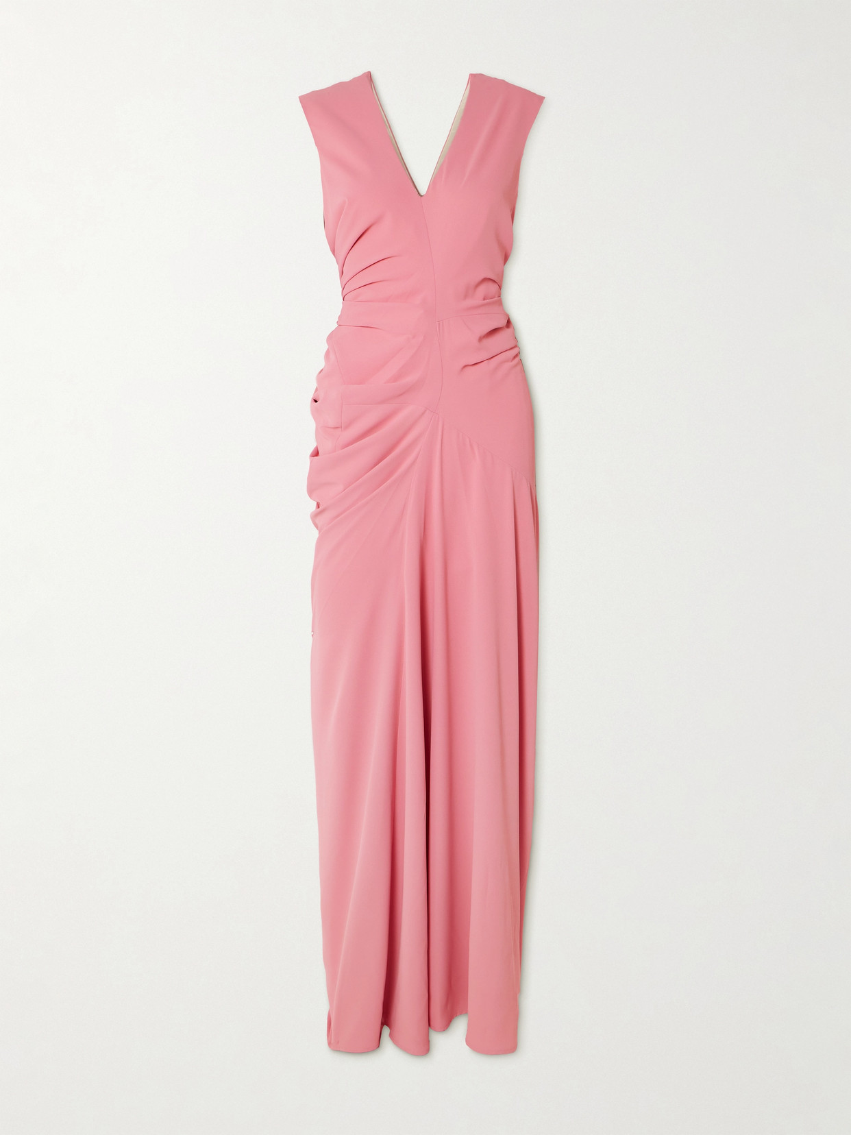 Dries Van Noten Asymmetric Tie-detailed Draped Jersey Maxi Dress In Pink