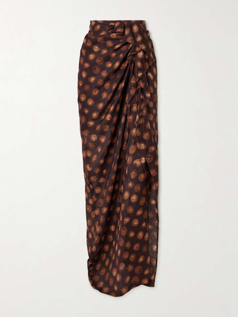 Dries Van Noten Polka-dot Silk-satin Maxi Skirt