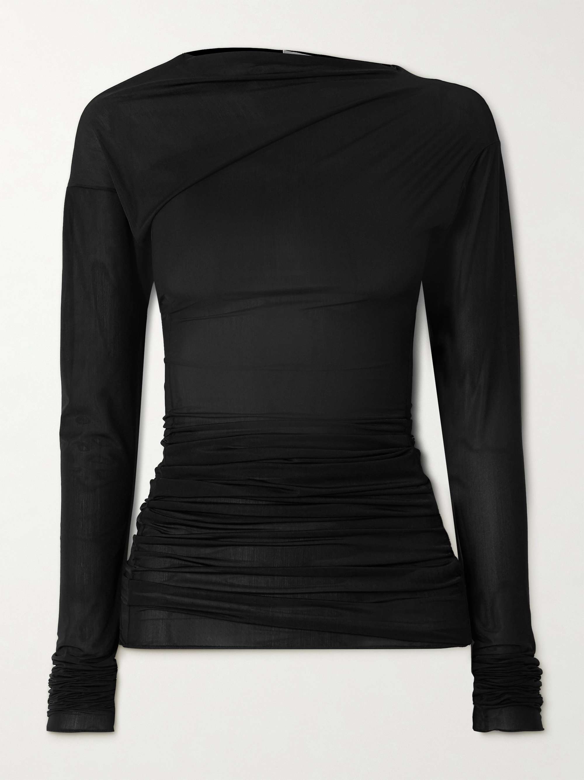 DRIES VAN NOTEN Draped stretch-mesh top | NET-A-PORTER