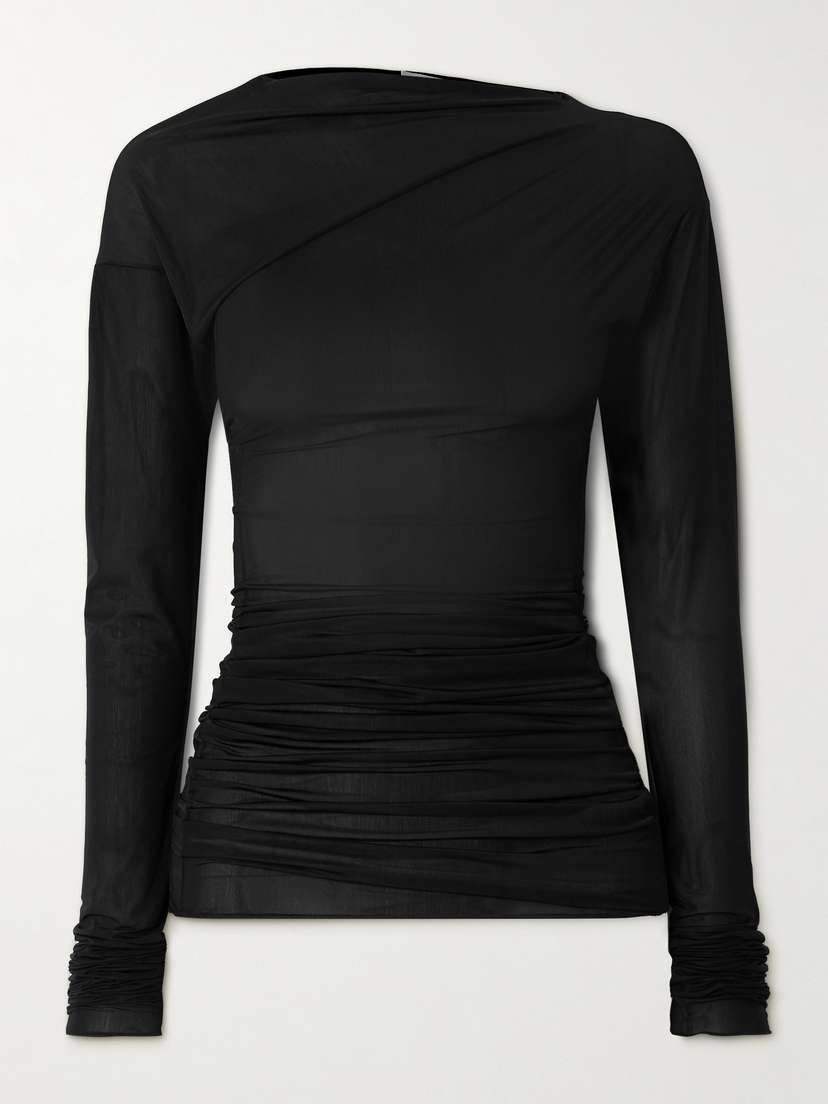 Dries Van Noten Draped Stretch-mesh Top