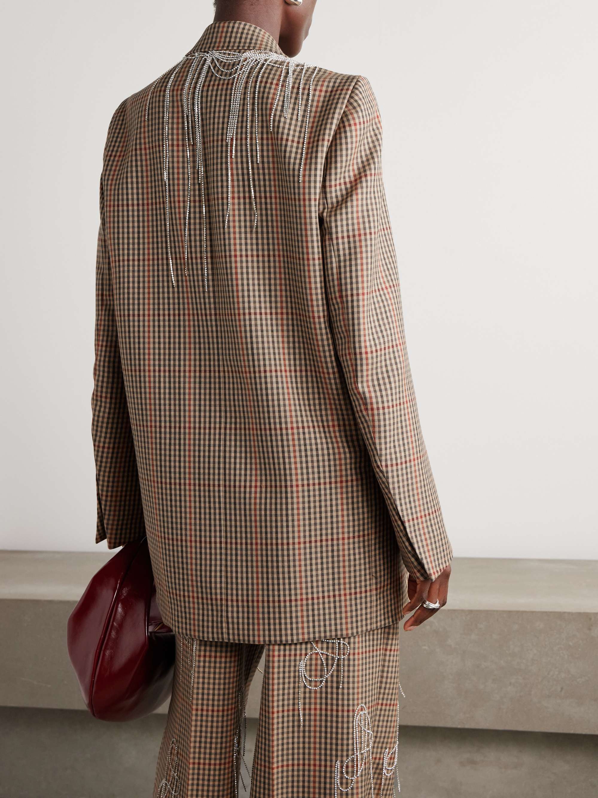 DRIES VAN NOTEN Double-breasted crystal-embellished checked