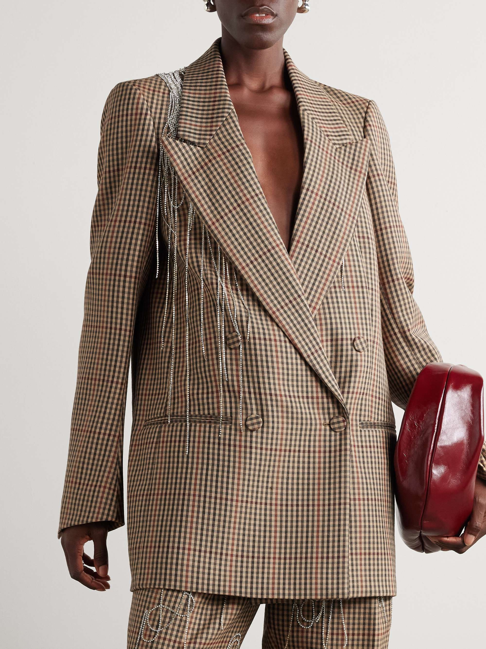 DRIES VAN NOTEN Double-breasted crystal-embellished checked