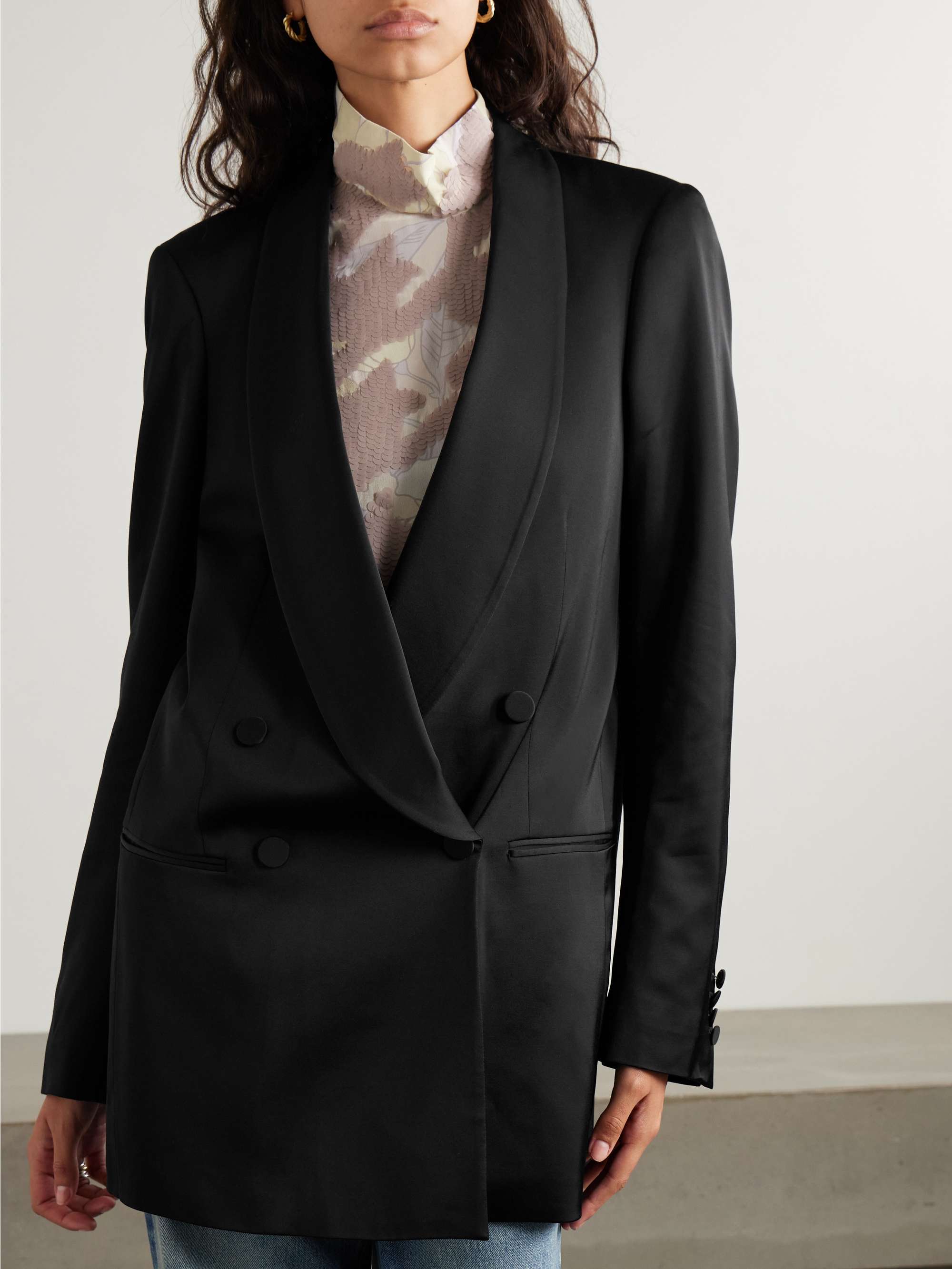 DRIES VAN NOTEN Double-breasted satin jacket | NET-A-PORTER