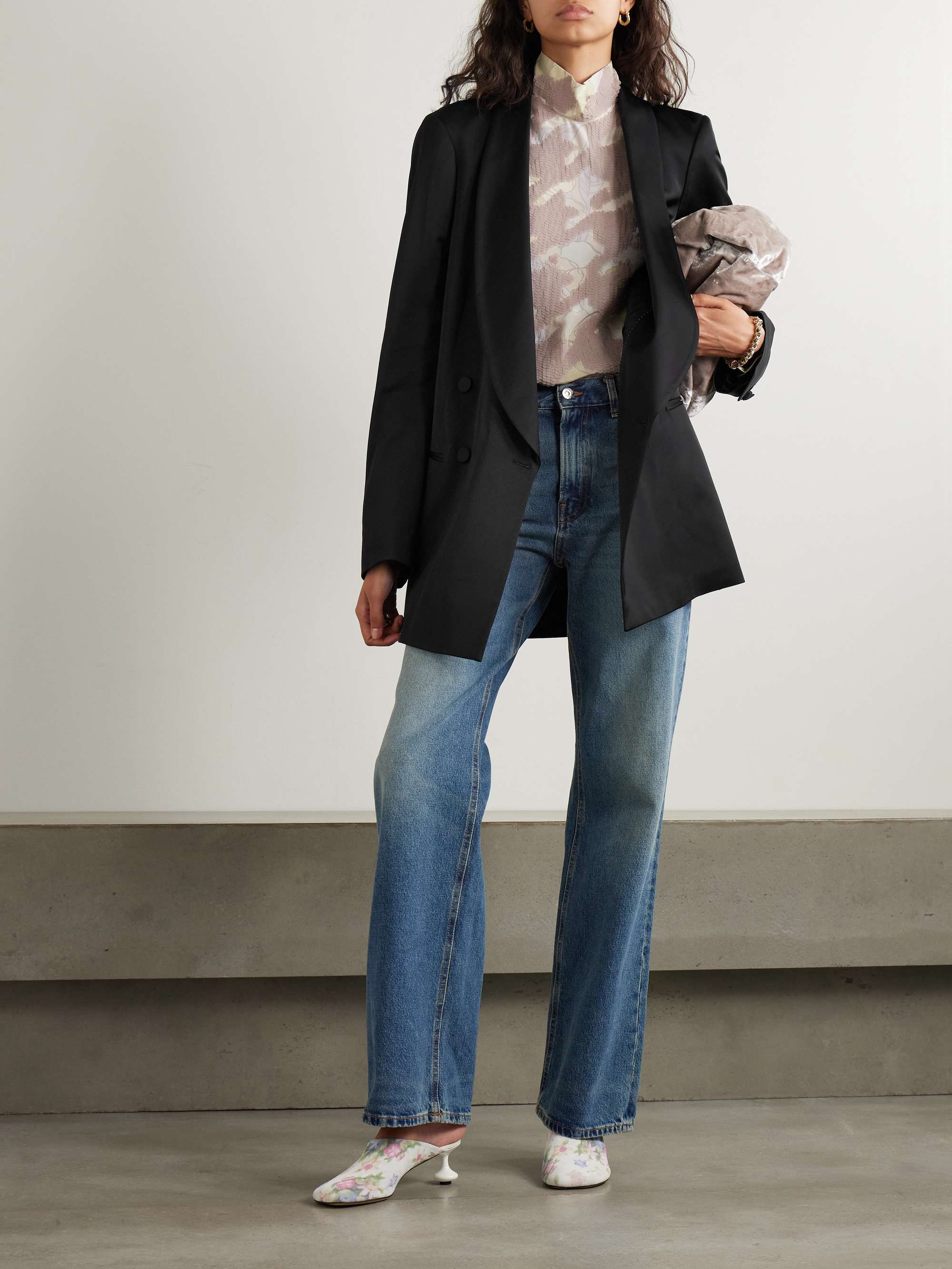 DRIES VAN NOTEN Double-breasted satin jacket | NET-A-PORTER
