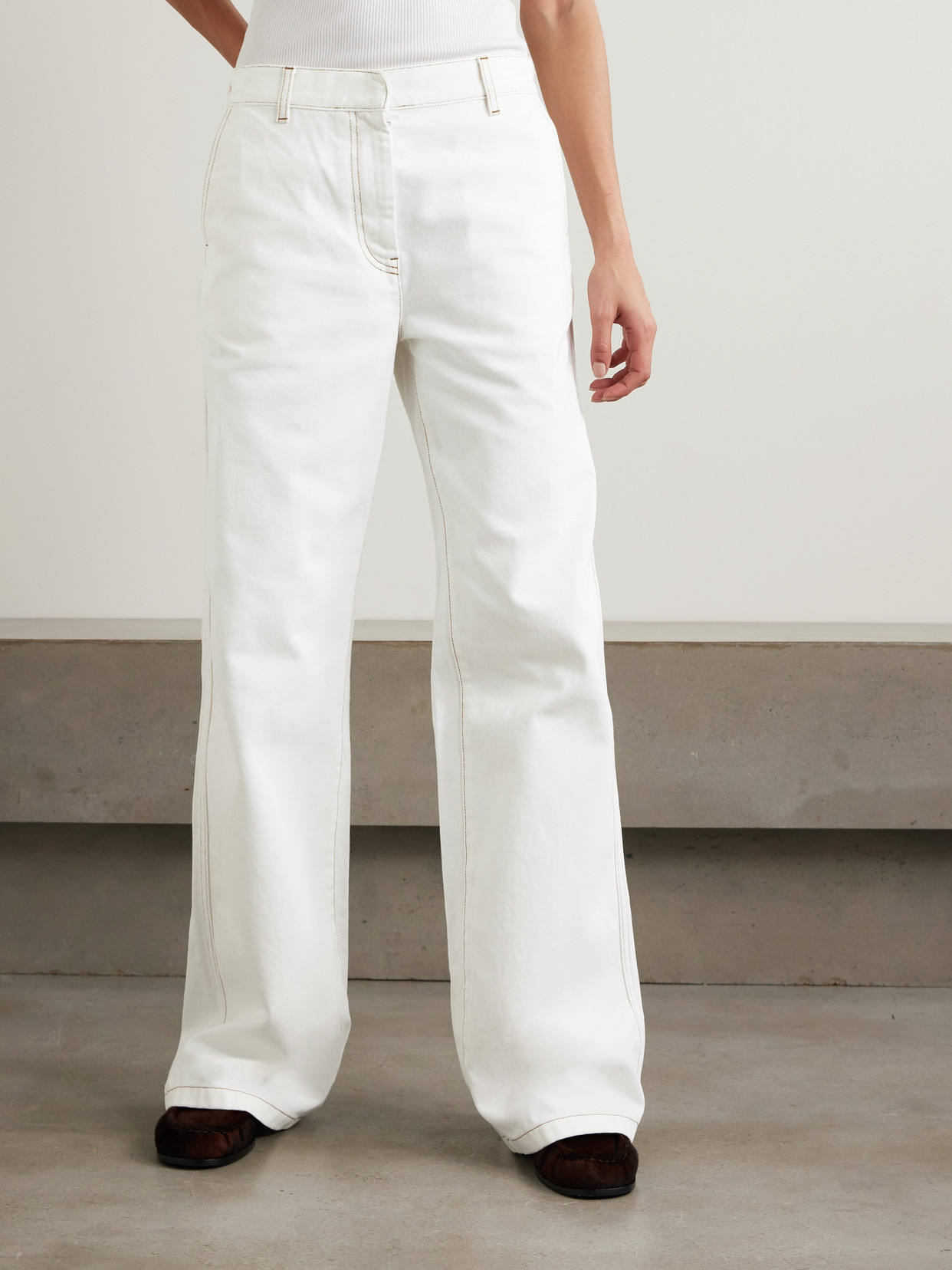 Dries Van Noten High-rise Wide-leg Jeans In White