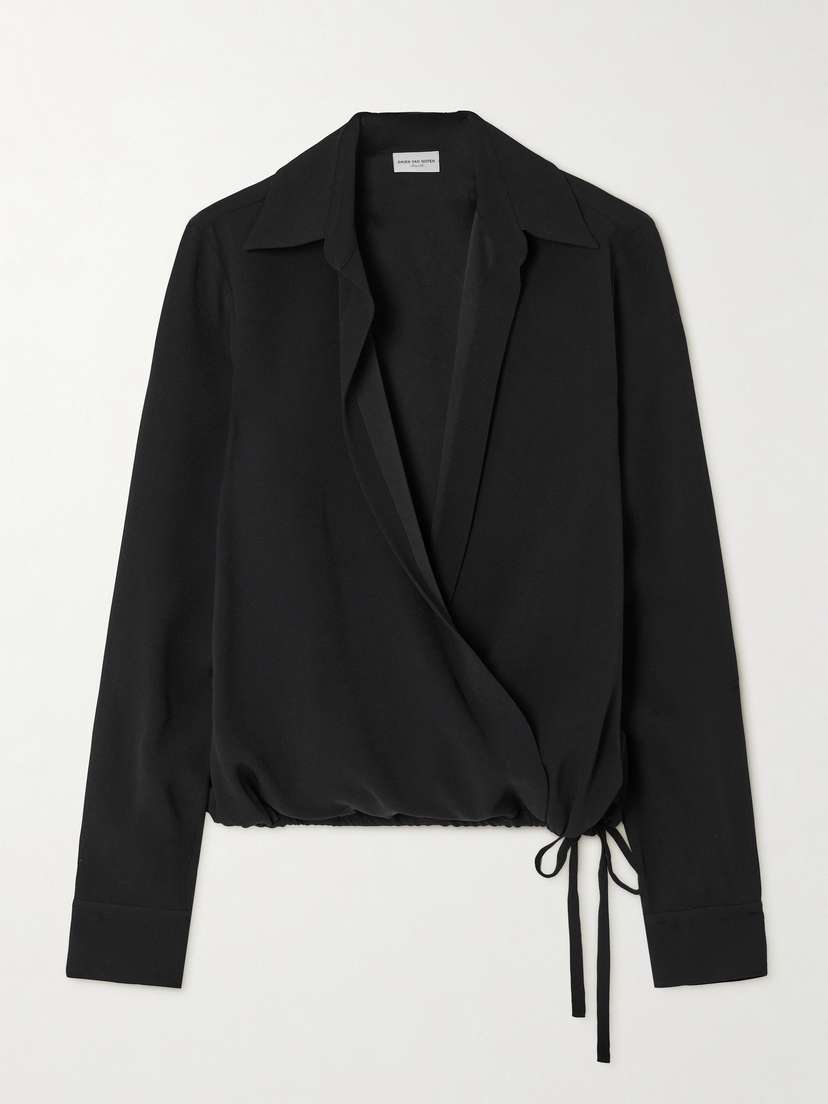 Dries Van Noten Drawstring Crepe Wrap-effect Shirt - FR 34