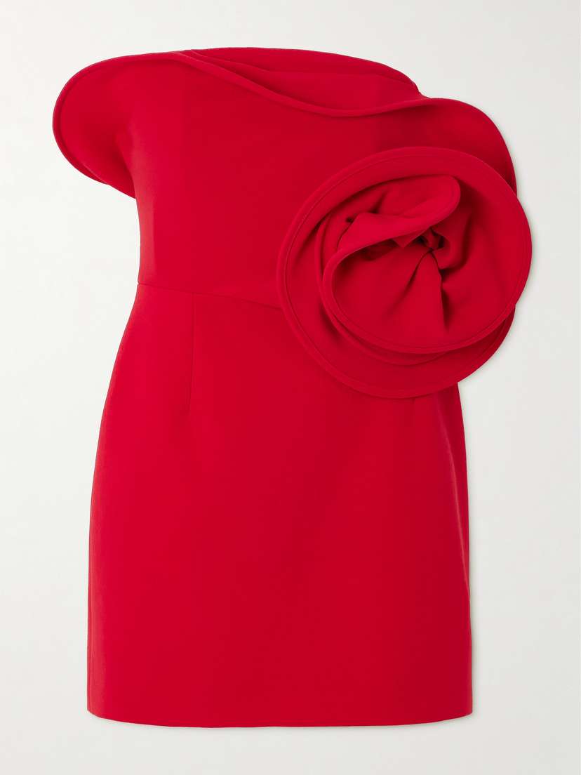 Magda Butrym Strapless Appliquéd Wool-blend Mini Dress