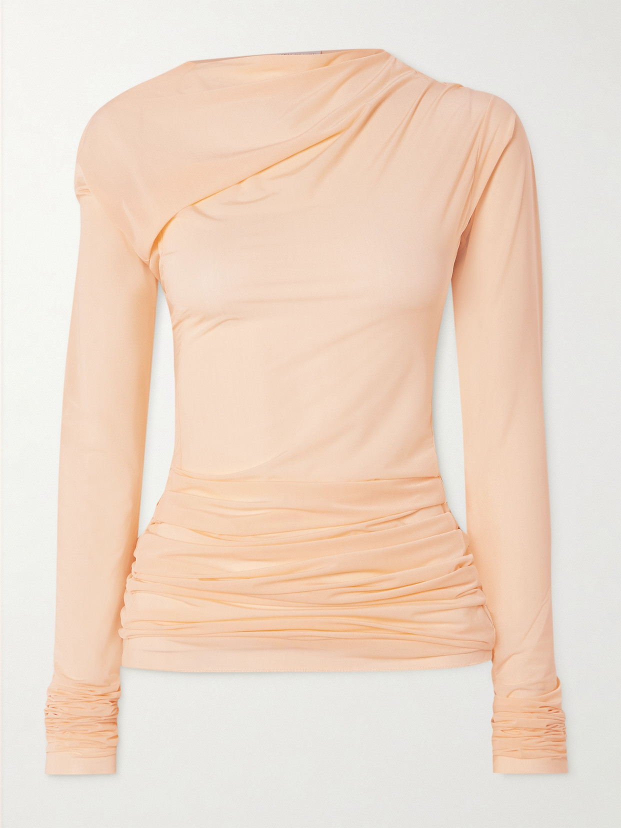 Dries Van Noten Draped Stretch-mesh Top In Pink