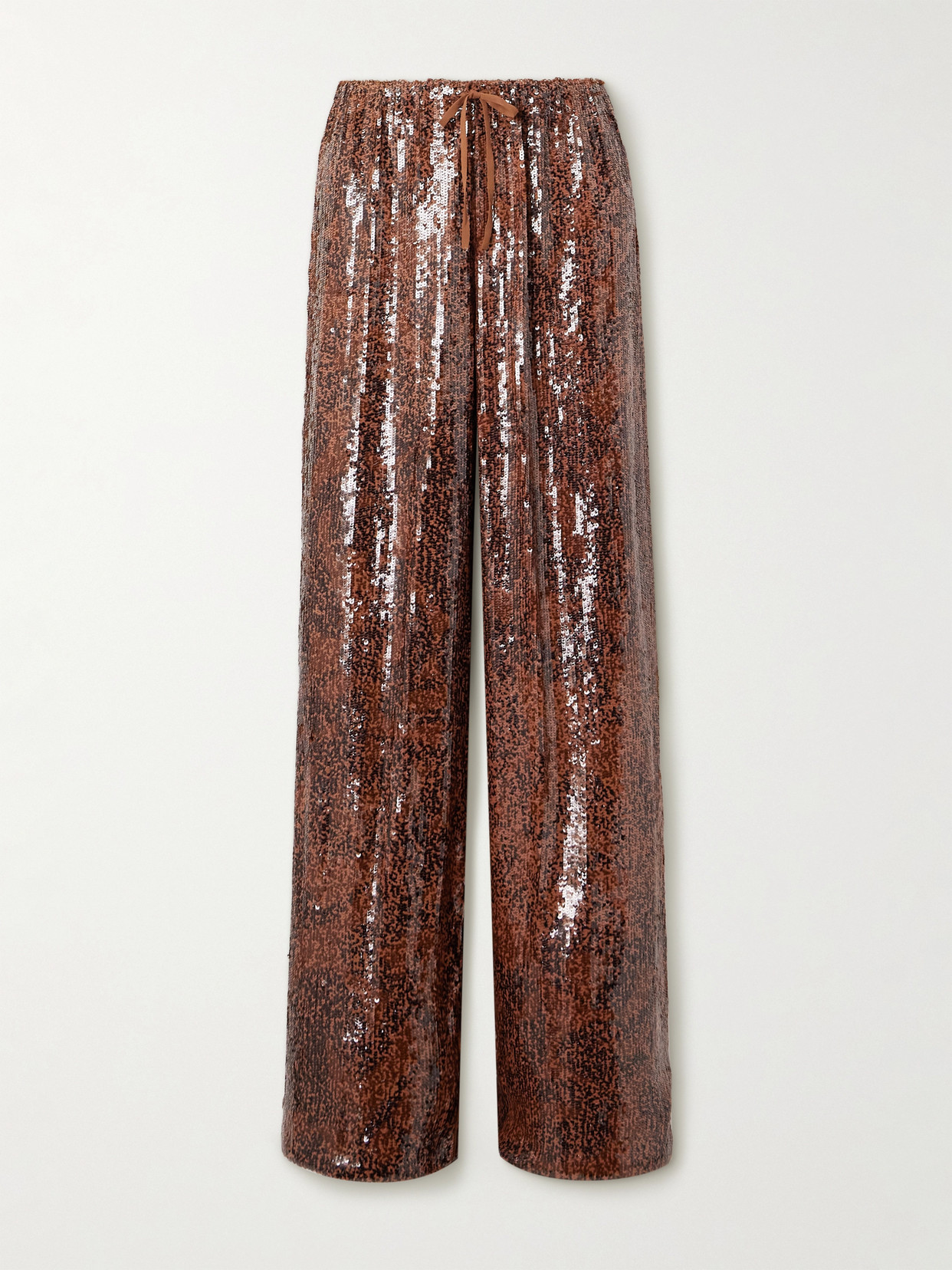 Dries Van Noten Embellished Wide-leg Trousers In Brown