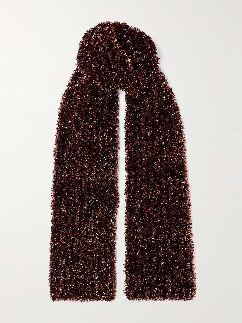 Dries Van Noten Metallic Knitted Scarf