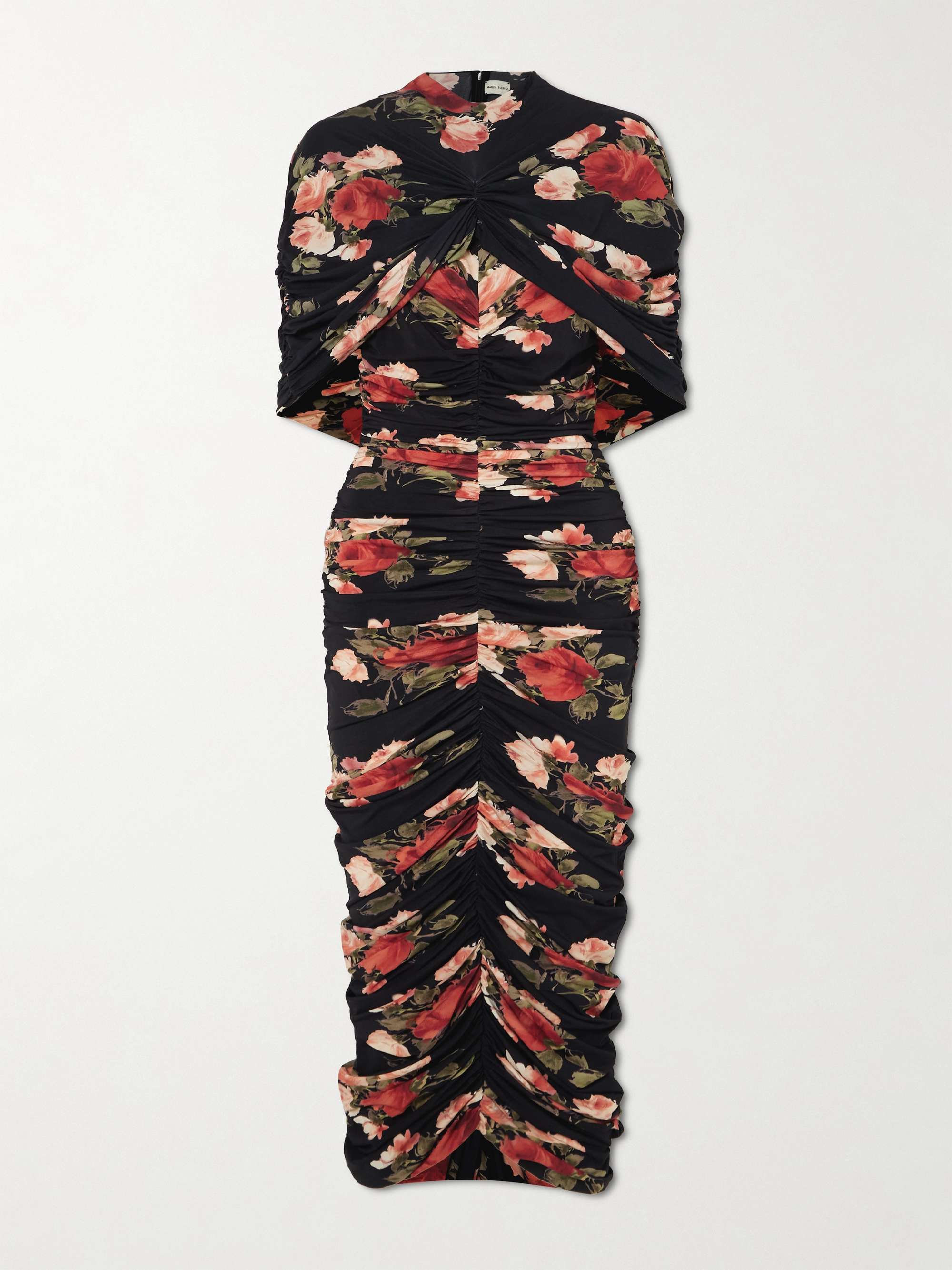 MAGDA BUTRYM Ruched layered floral-print jersey maxi dress