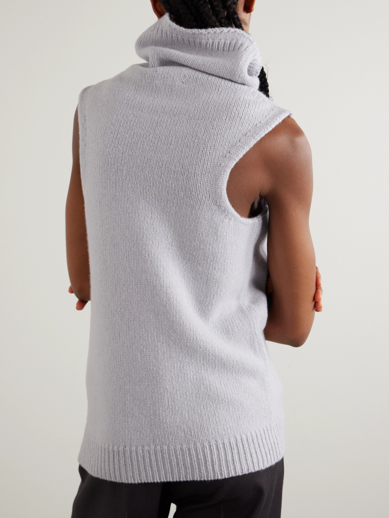 Dries Van Noten Merino Wool And Cashmere-blend Turtleneck Tank In Gray