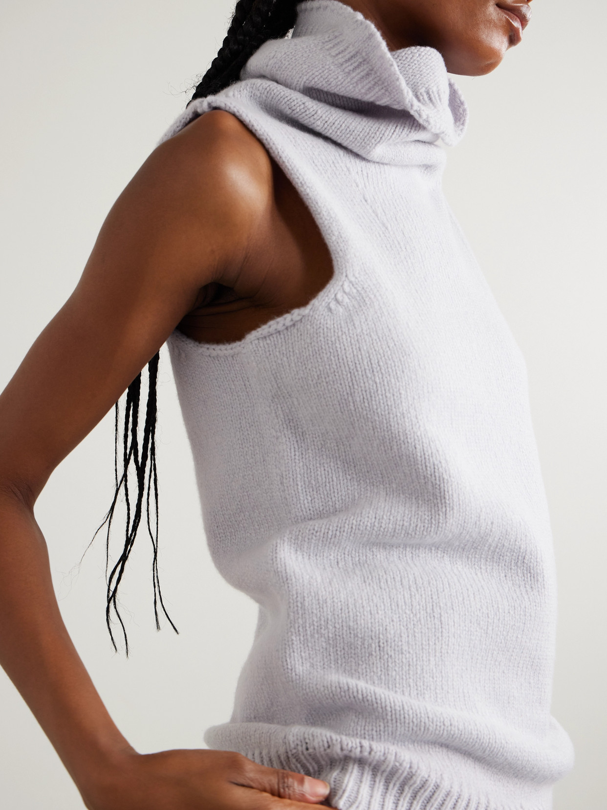 Dries Van Noten Merino Wool And Cashmere-blend Turtleneck Tank In Gray
