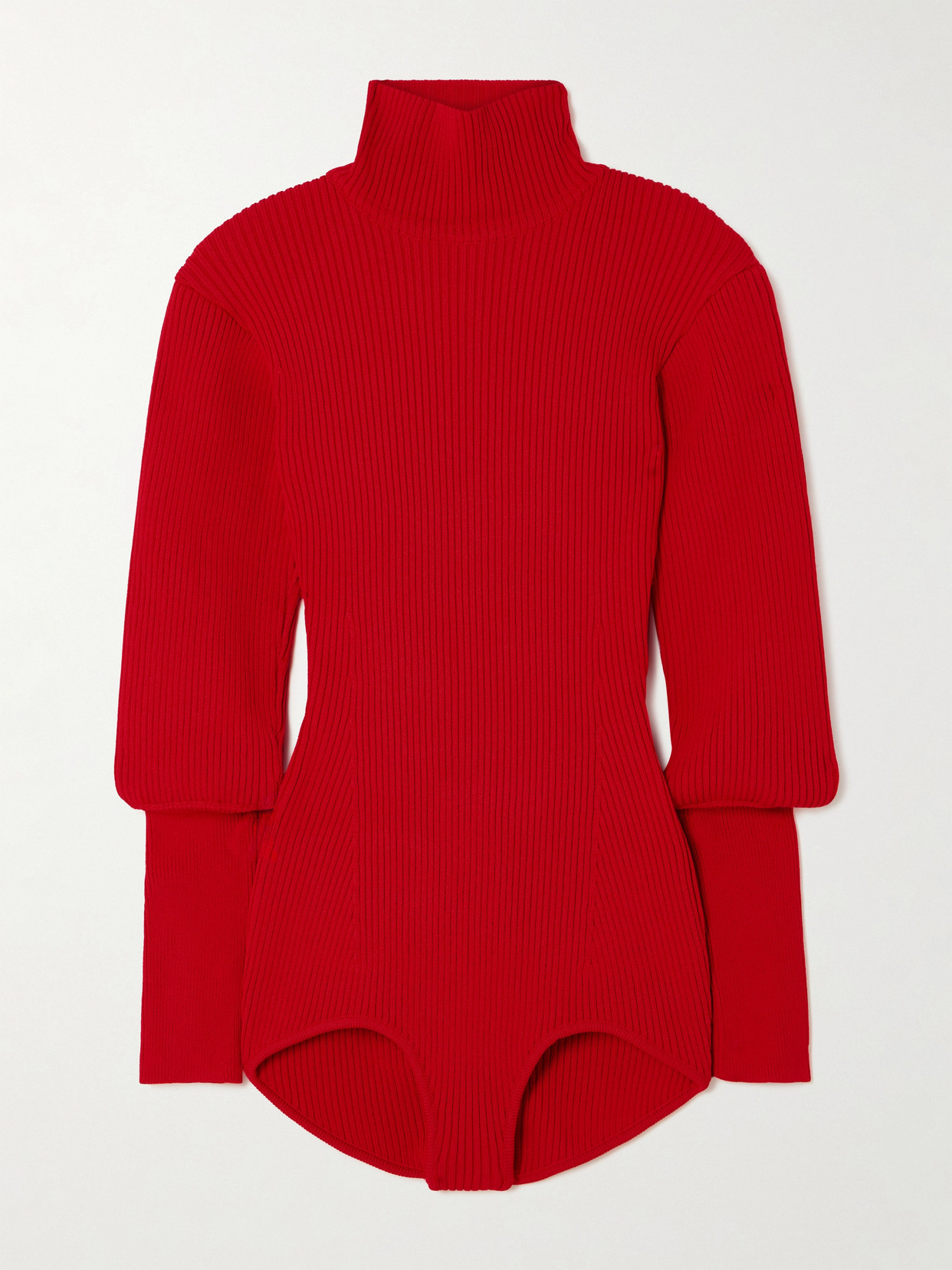 Magda Butrym Ribbed-knit Turtleneck Bodysuit In Red