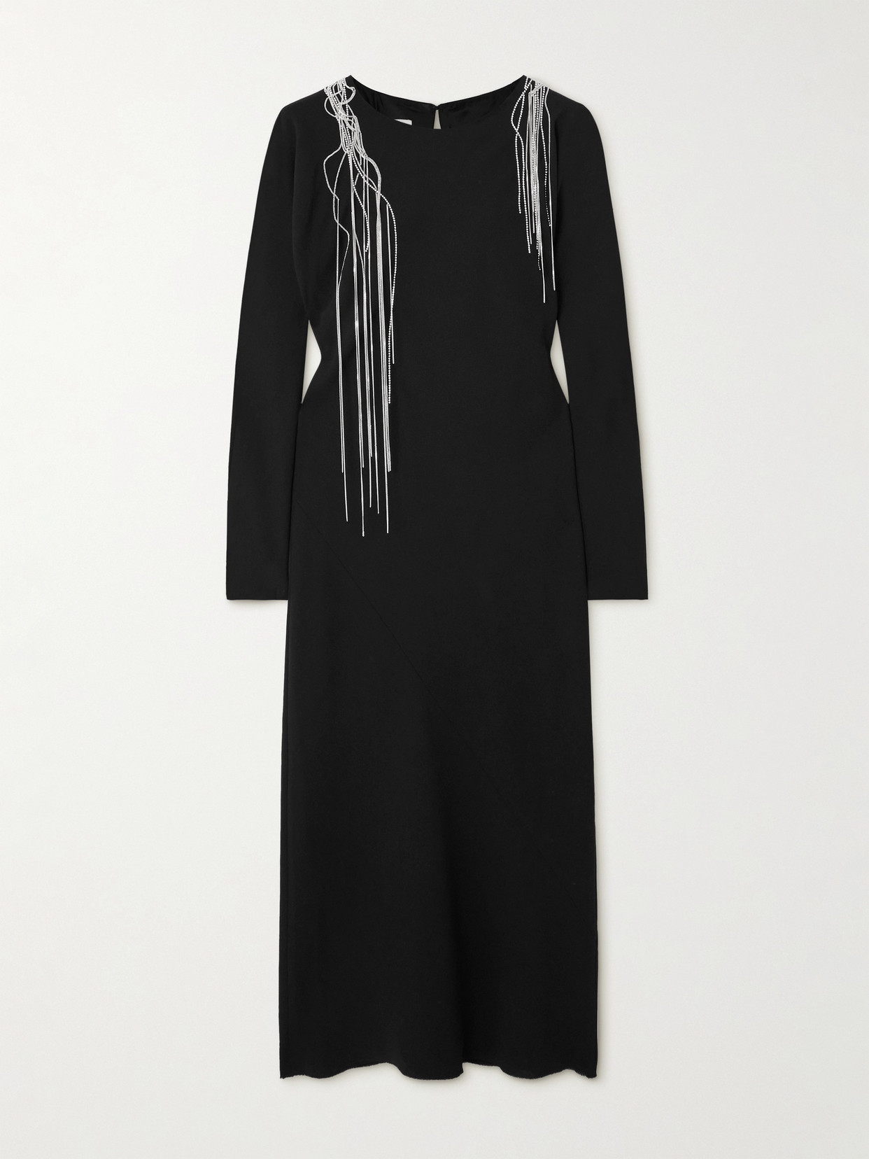 Dries Van Noten - Embellished Crepe Midi Dress - Black
