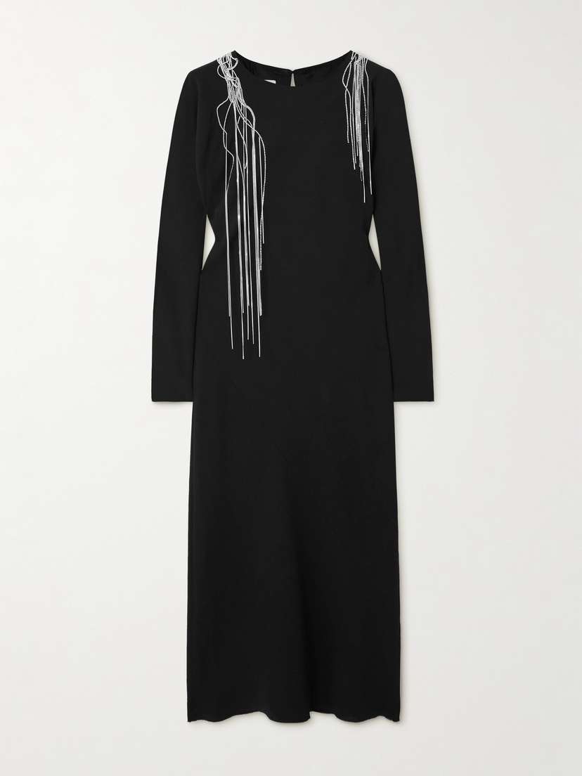 Dries Van Noten Embellished Crepe Midi Dress