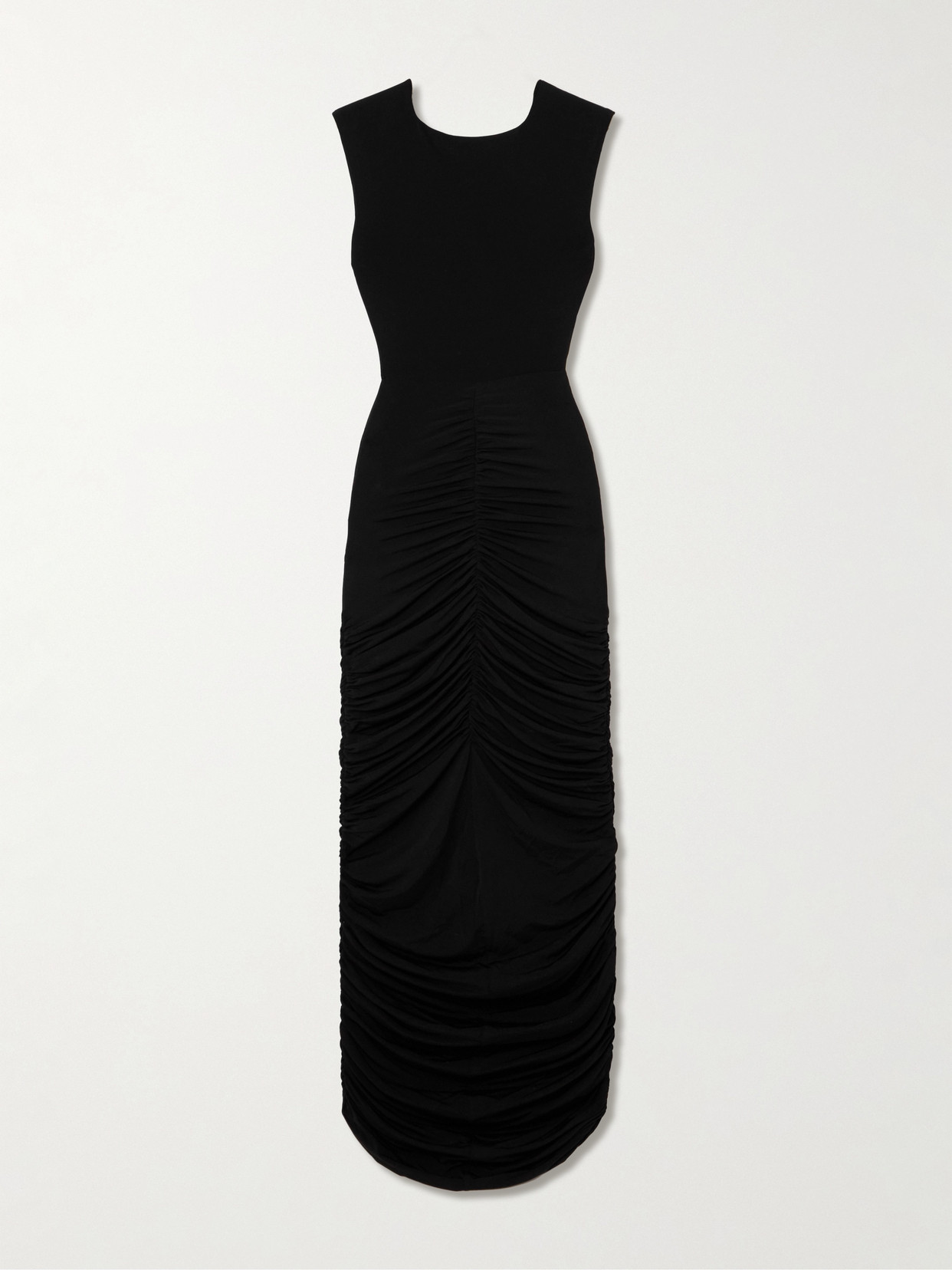 Magda Butrym - Ruched Open-back Stretch-jersey Gown - Black