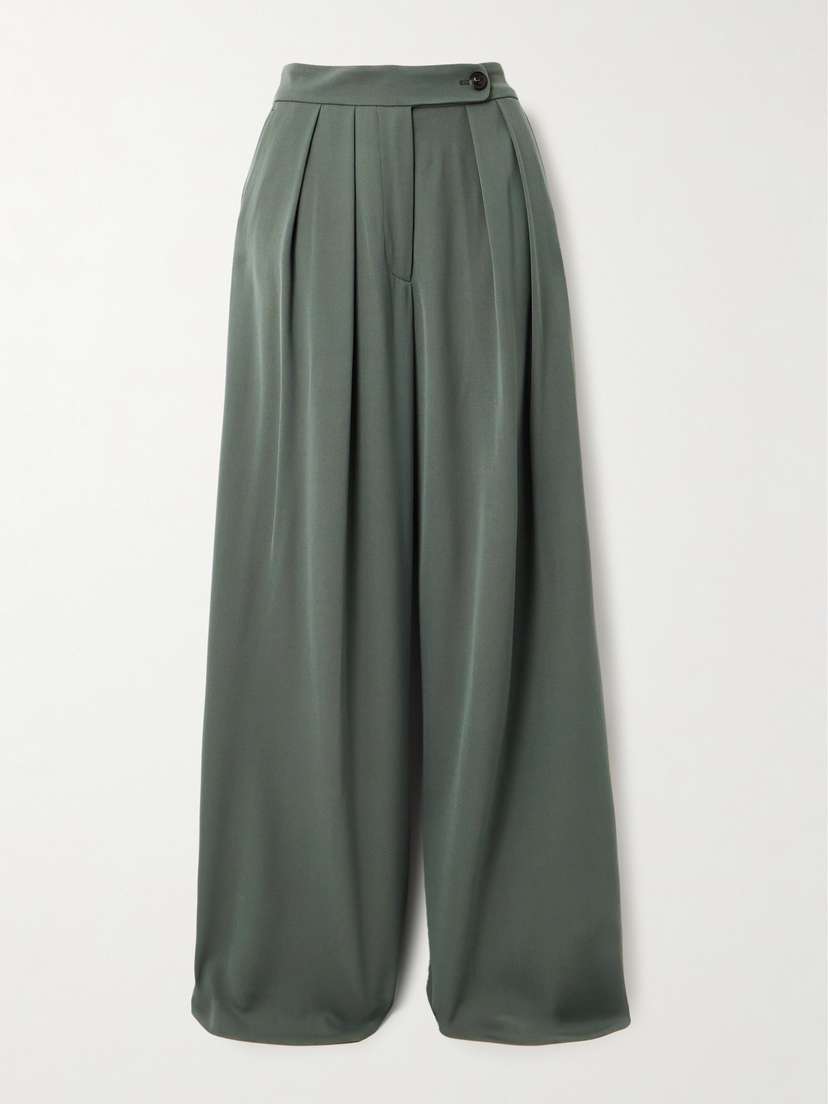 Dries Van Noten Pleated Grain De Poudre Wool Pants - FR 34