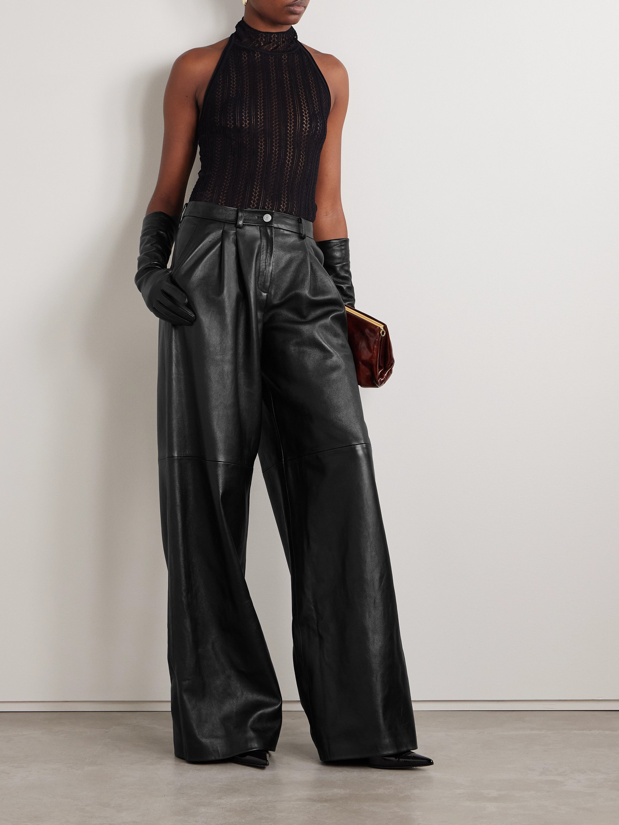 Magda Butrym Wide-leg Tailored Leather Pants In Black