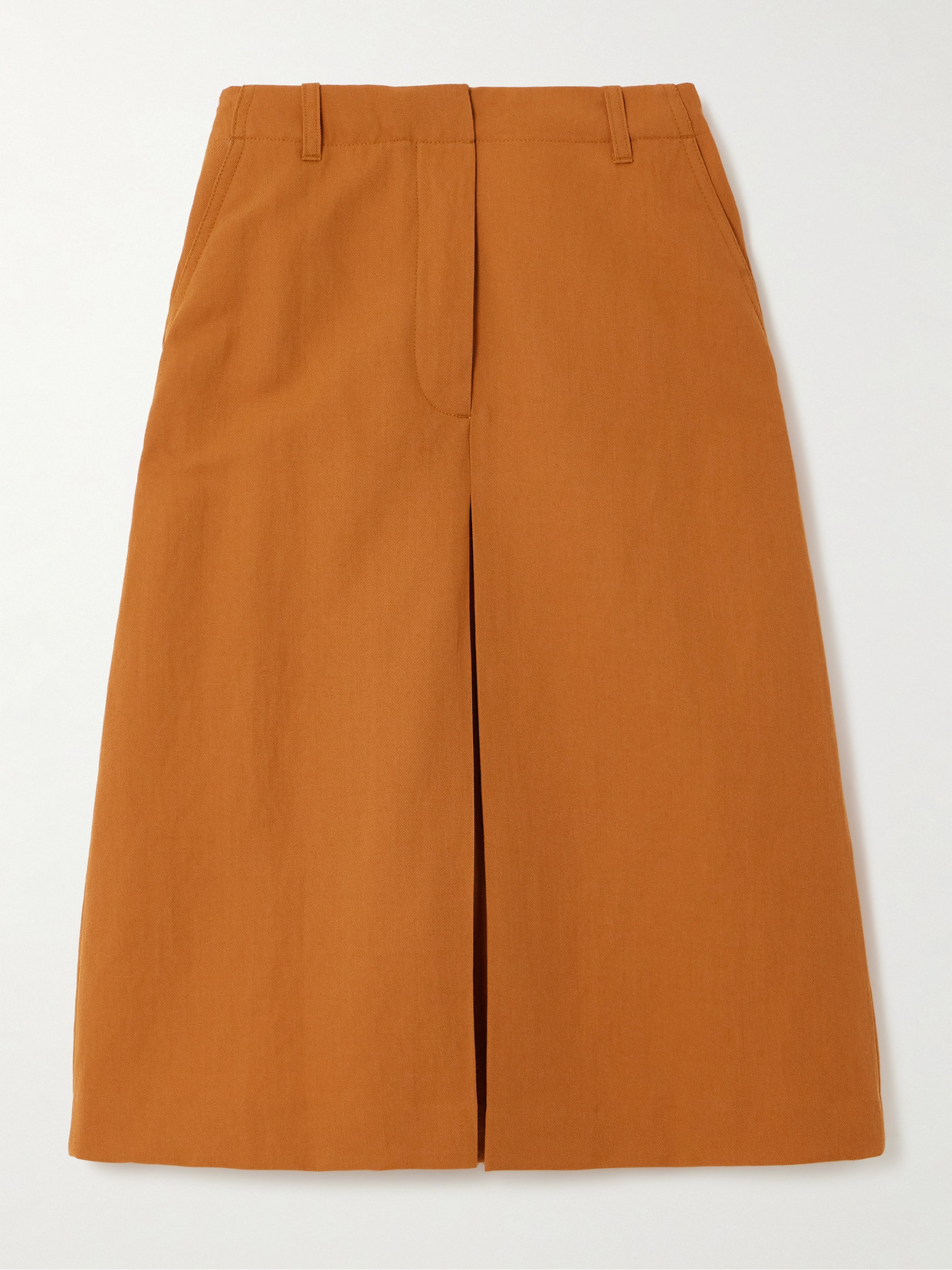 Dries Van Noten - Pleated Wool-blend Twill Midi Skirt - Orange