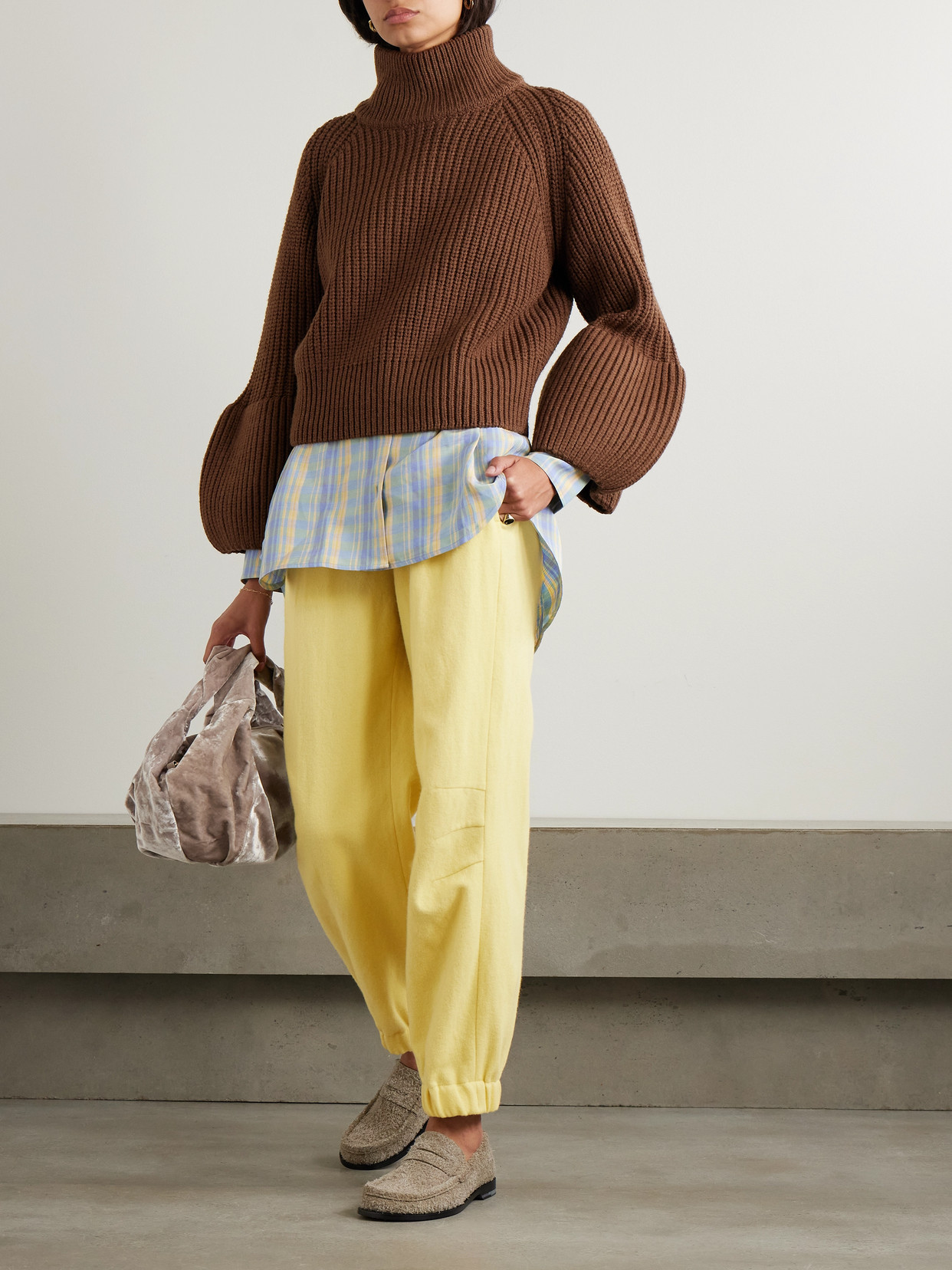 Dries Van Noten Wool-blend Jersey Tapered Track Pants In Yellow