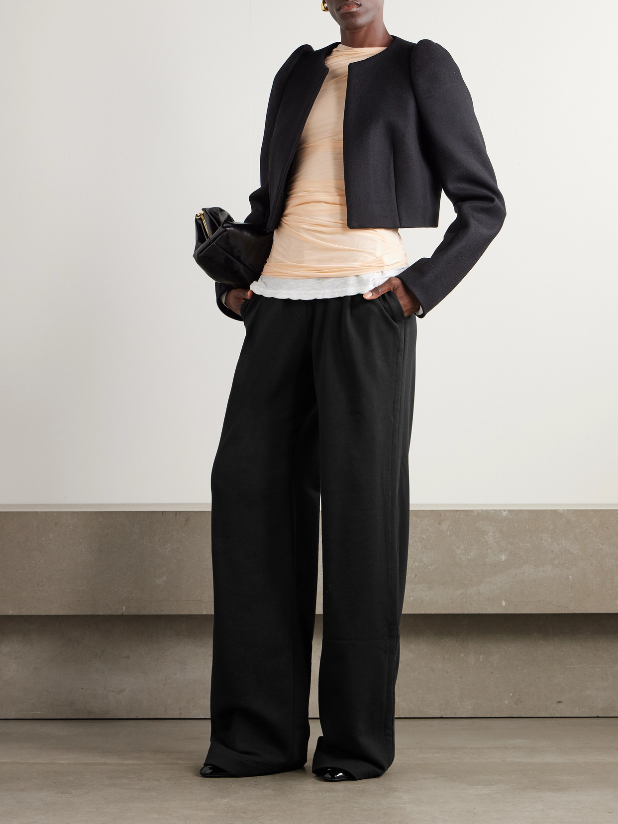 Dries Van Noten Pleated Cotton-jersey Wide-leg Pants In Black