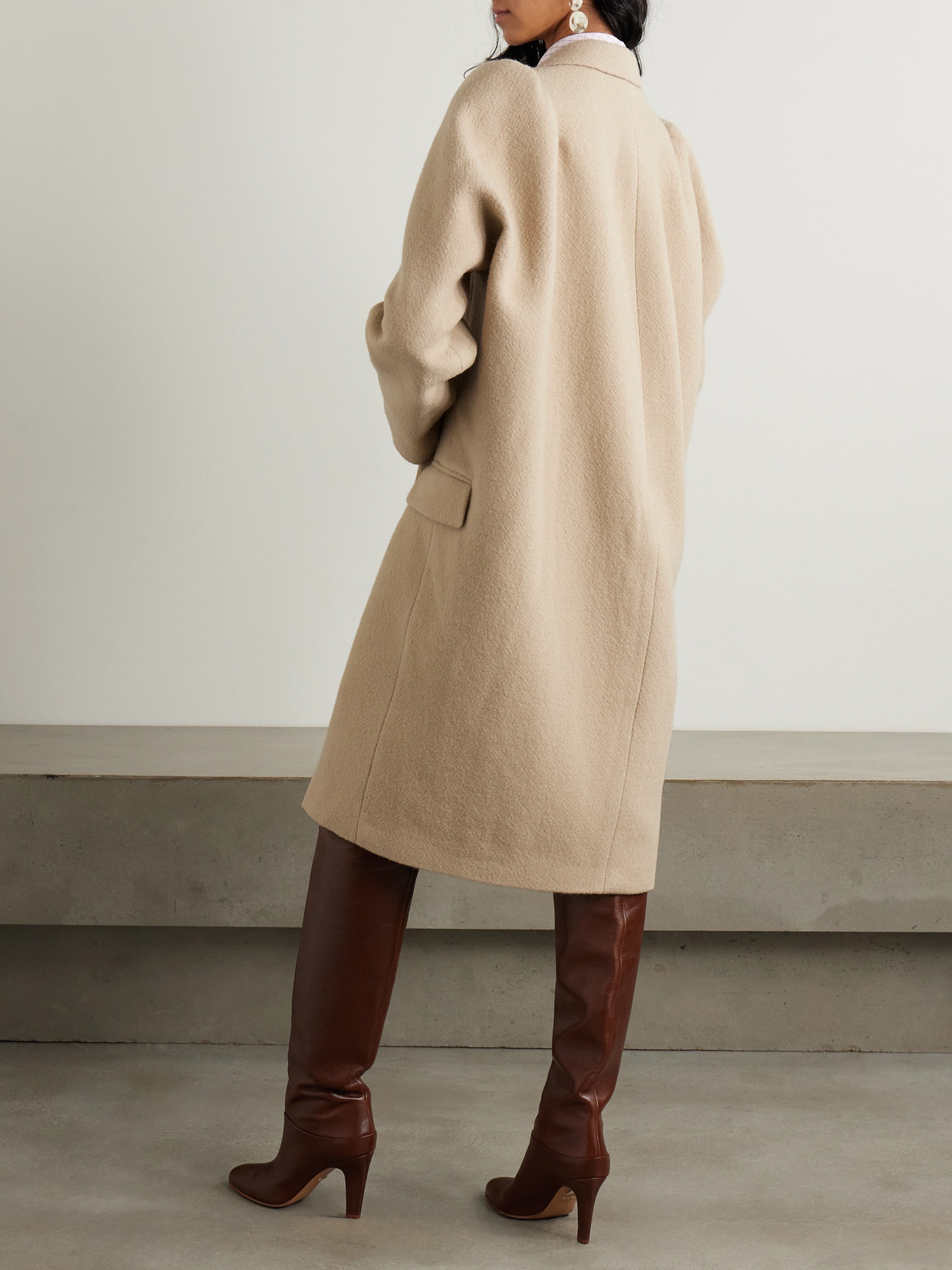 Dries Van Noten Double-breasted Wool Coat In Cream