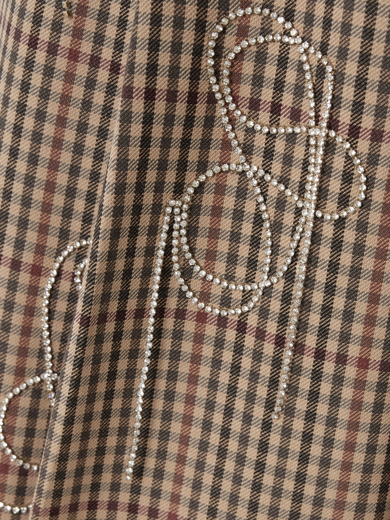 Dries Van Noten Crystal-embellished Checked Wool Wide-leg Pants In Brown