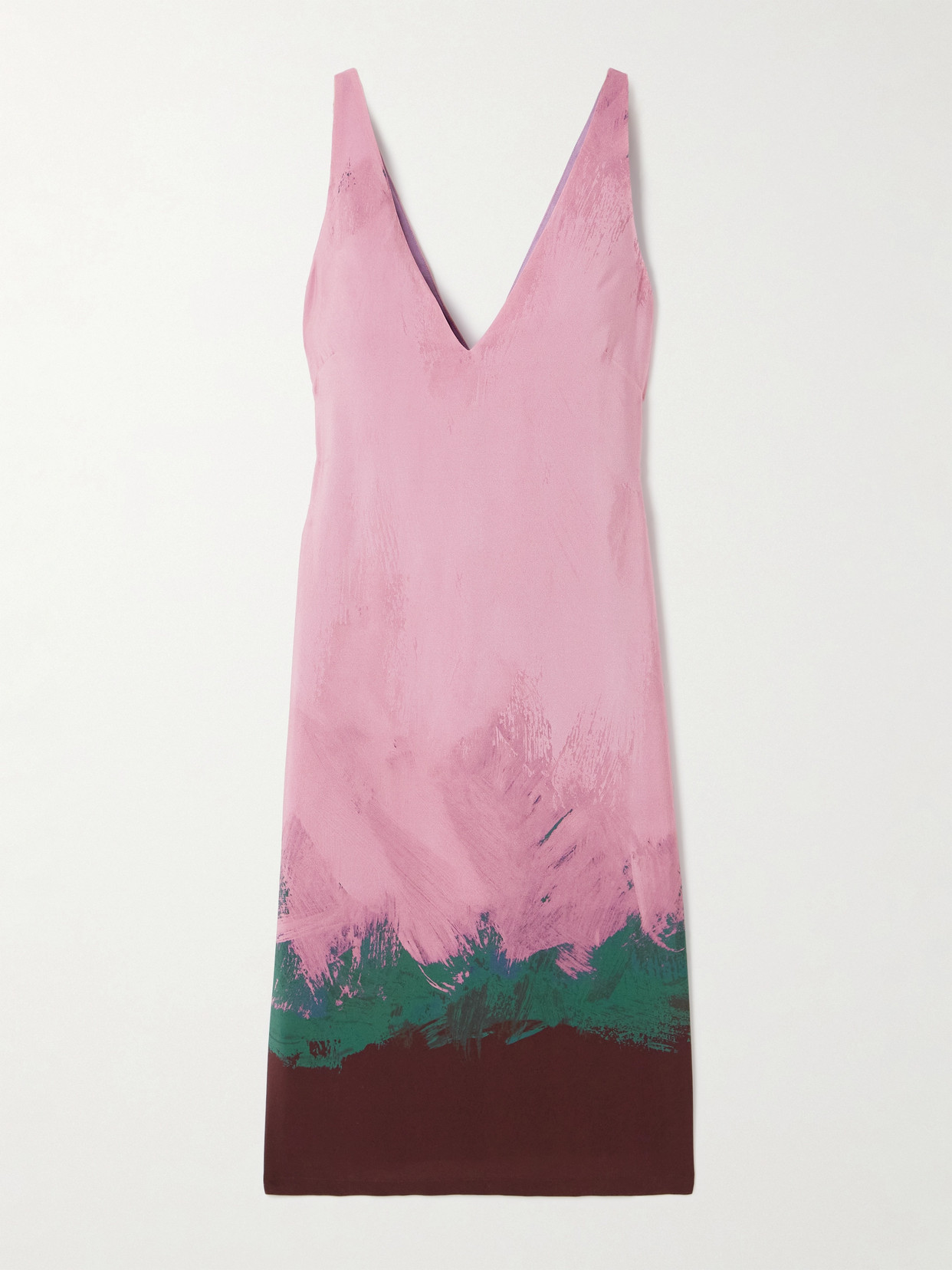 Dries Van Noten - Printed Silk-blend Charmeuse Midi Dress - Pink