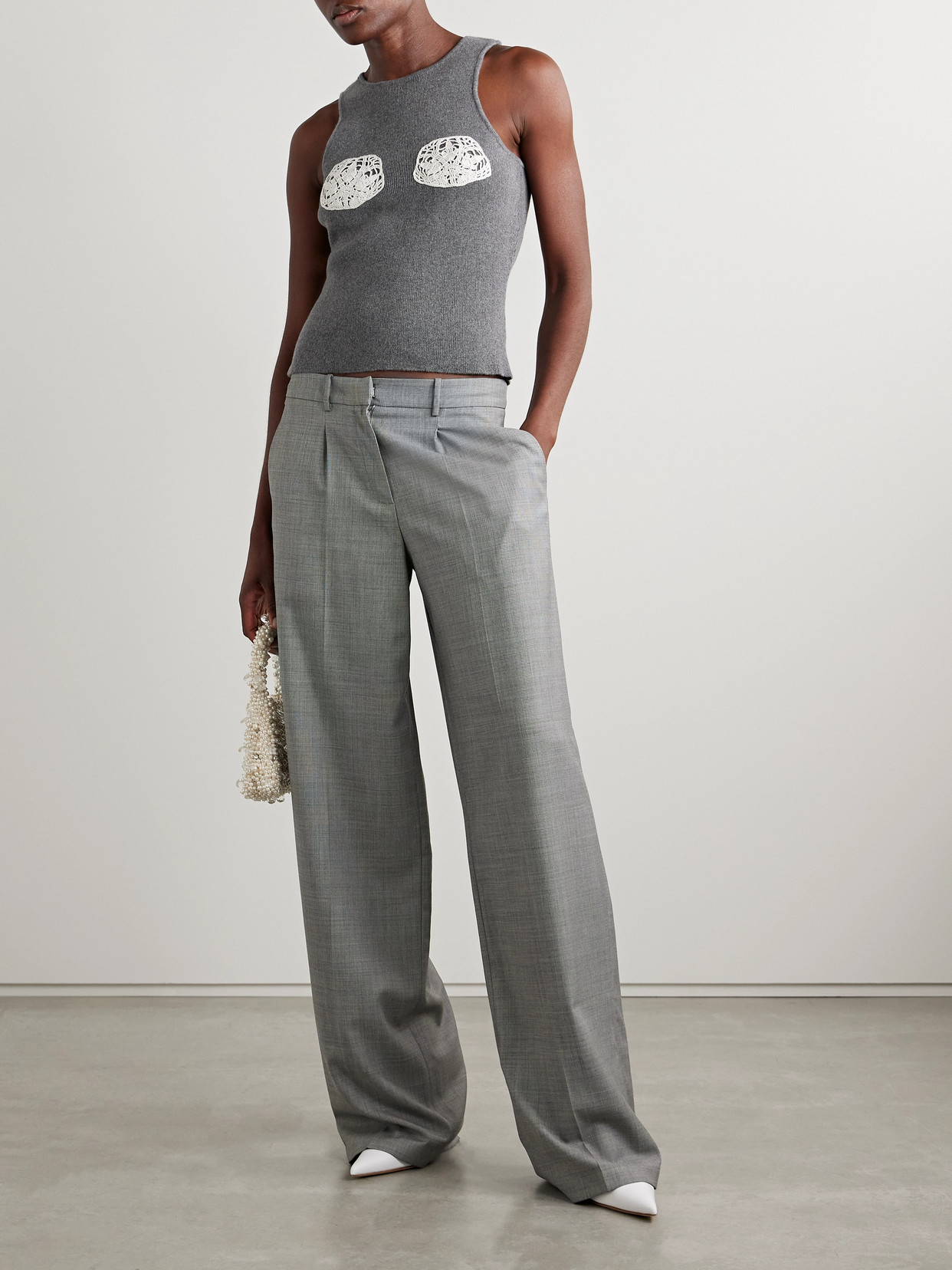 Magda Butrym Grey Cashmere Tank Top In Gray