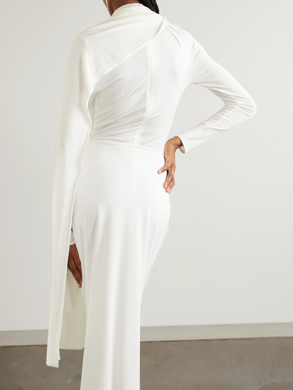 Magda Butrym Cape-effect Stretch-jersey Bodysuit In White