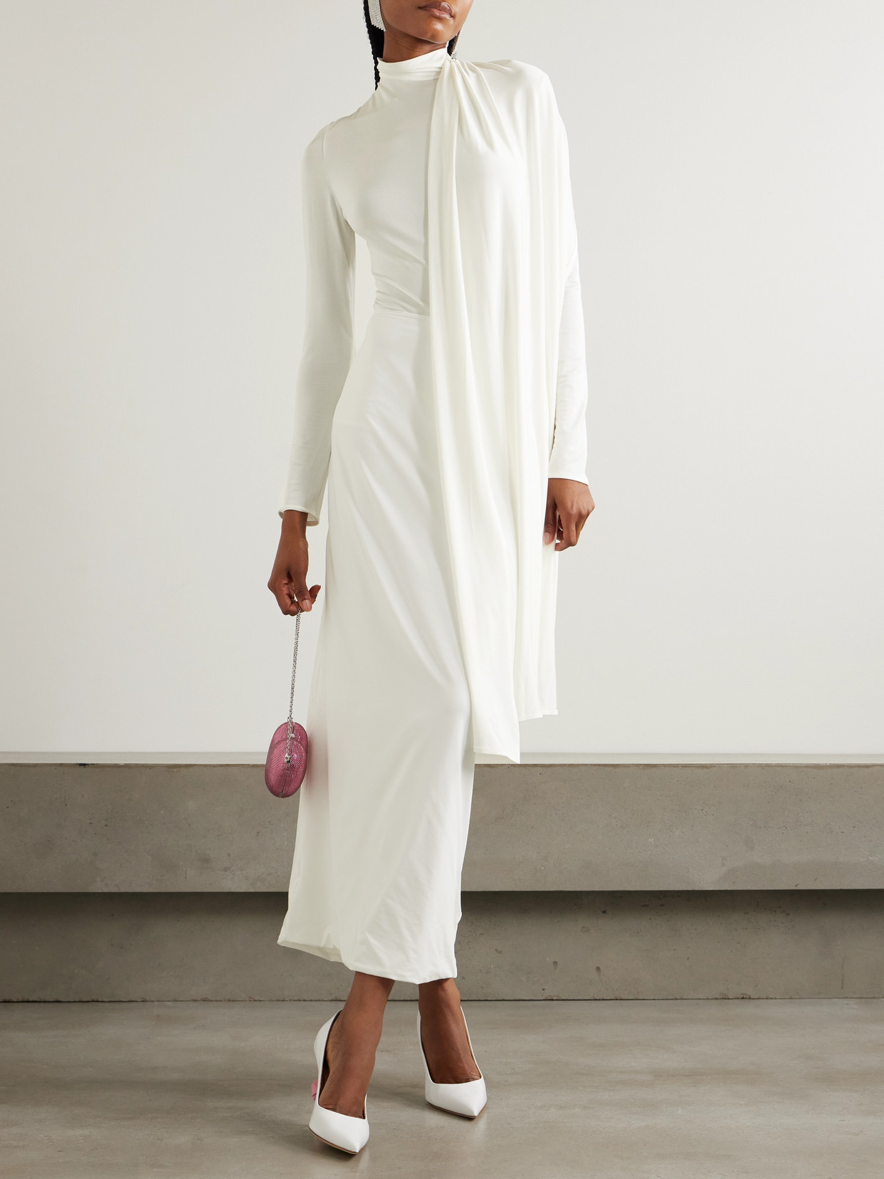 Magda Butrym Cape-effect Stretch-jersey Bodysuit In White