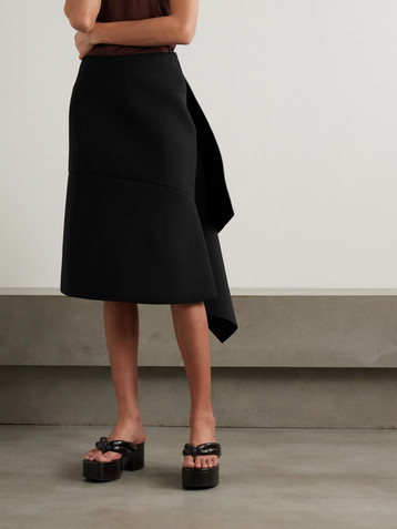 Dries Van Noten Wrap-effect cotton-blend ponte midi skirt