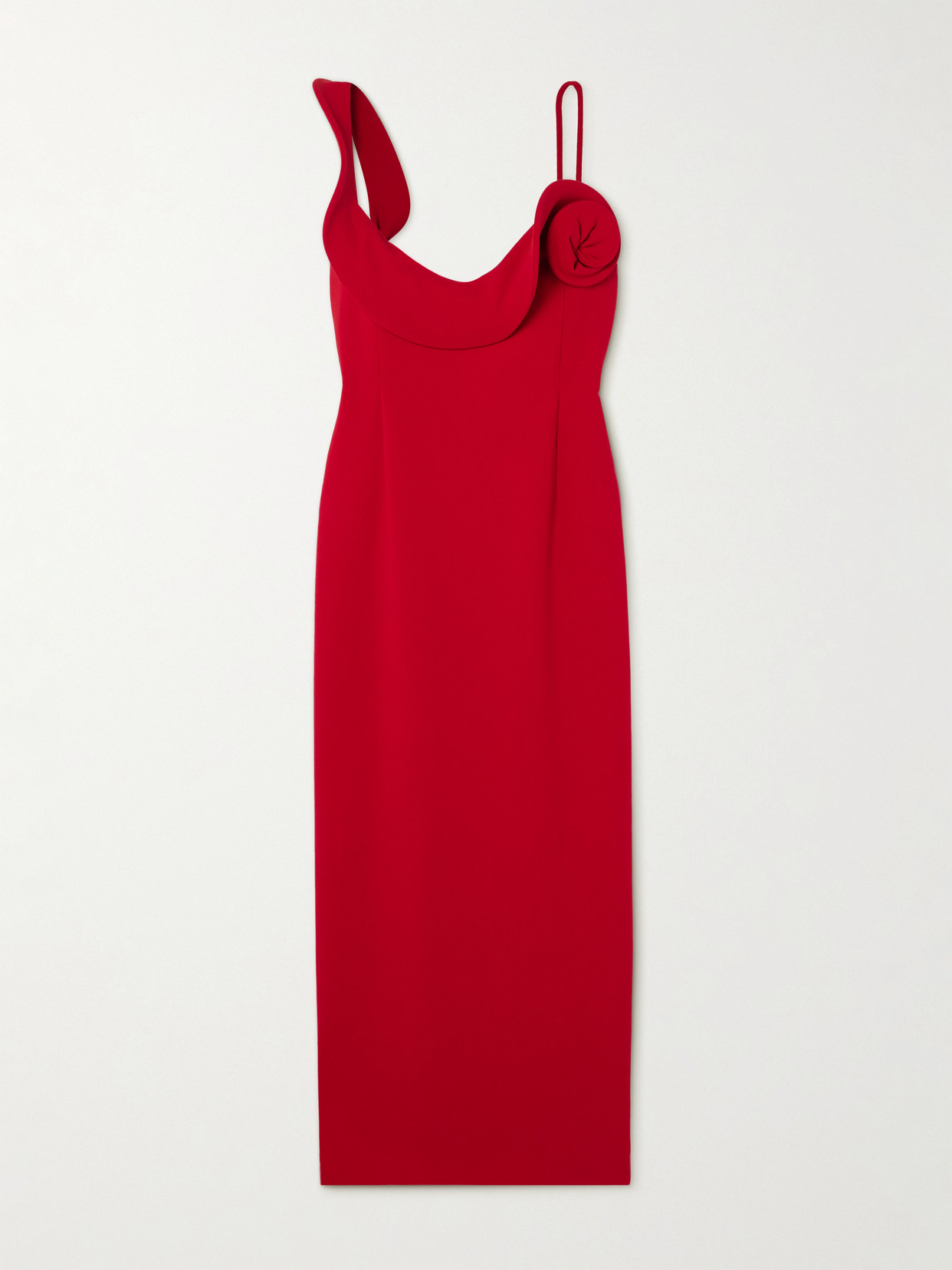 Magda Butrym Rosette-detailed Stretch-wool Midi Dress In Red