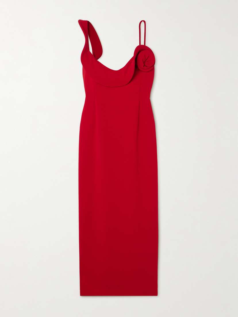 Magda Butrym Appliquéd Stretch-wool Crepe Midi Dress