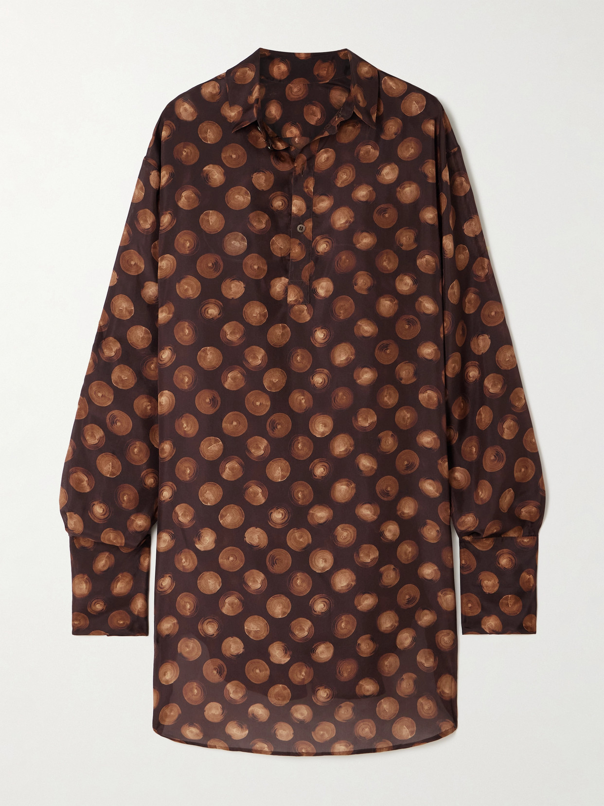 Dries Van Noten - Polka-dot Silk-voile Shirt - Brown