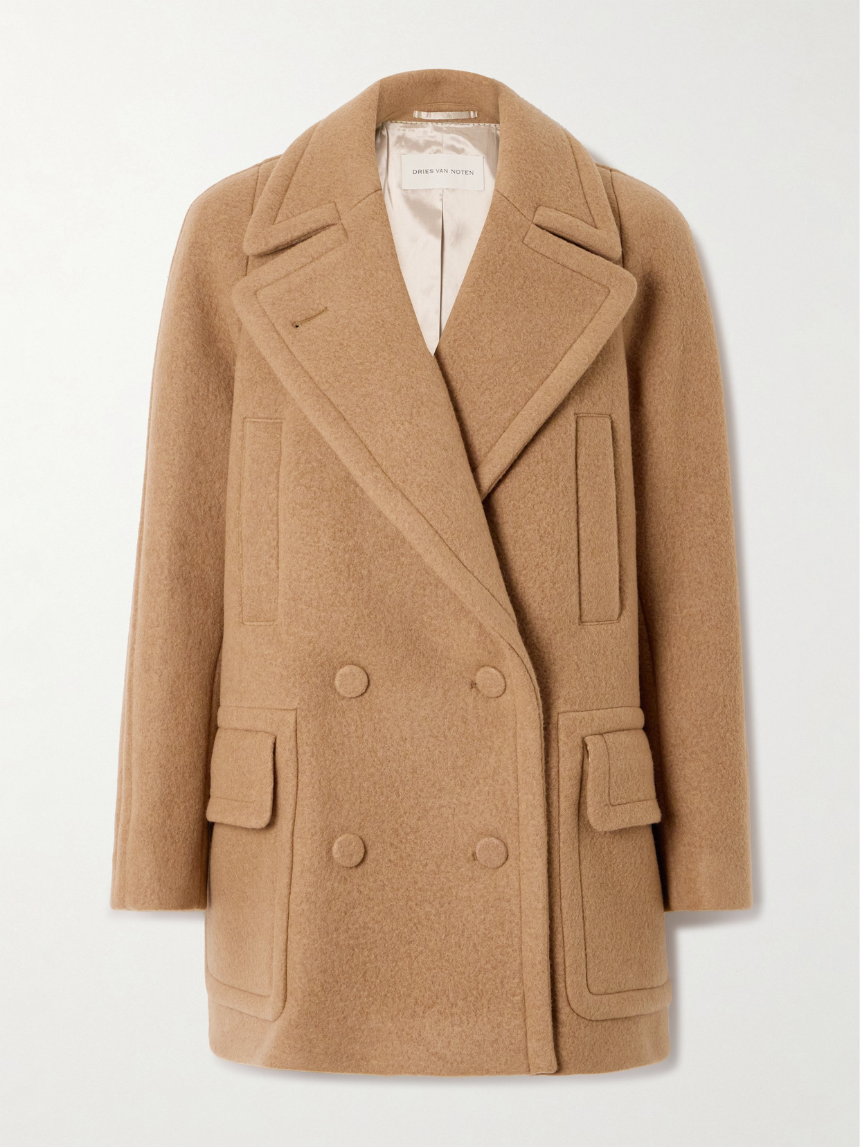 Dries Van Noten Double-breasted Wool Coat In Brown