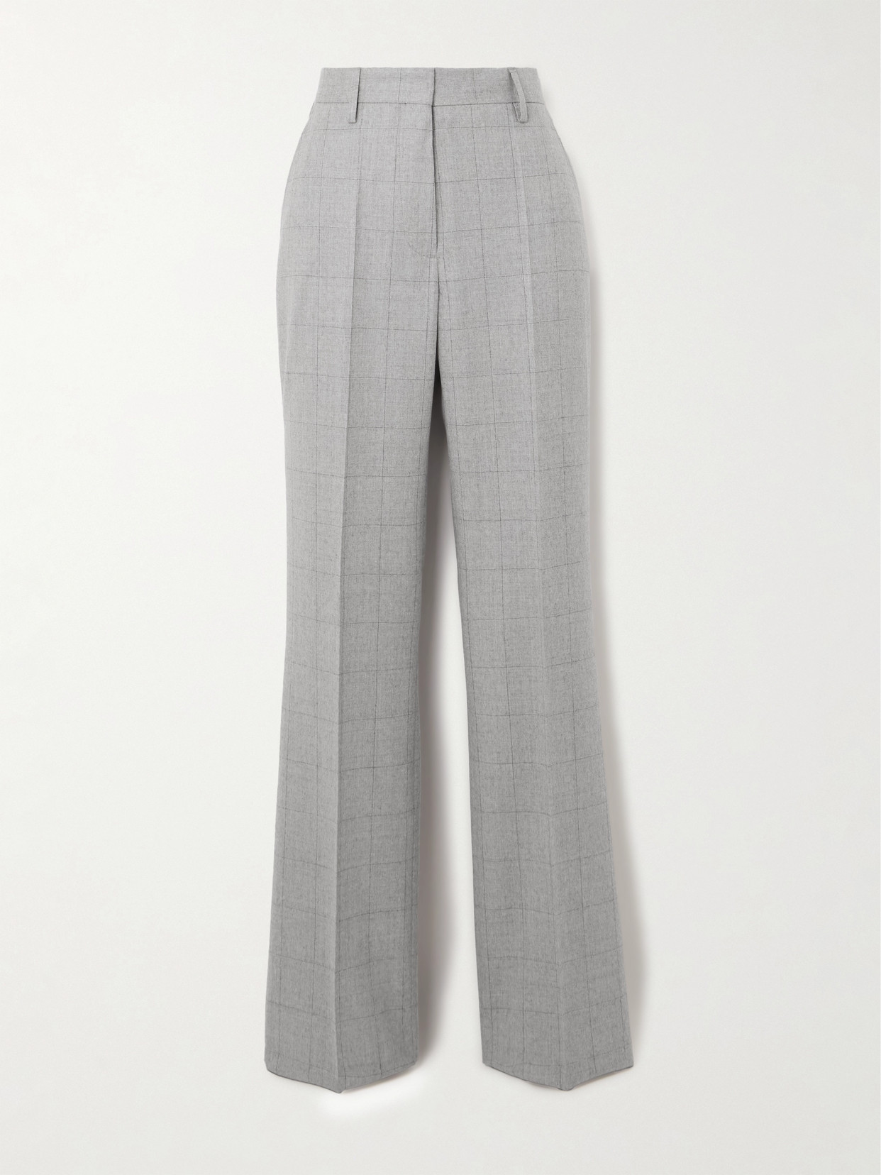 Dries Van Noten Checked Wool-flannel Straight-leg Pants In Gray